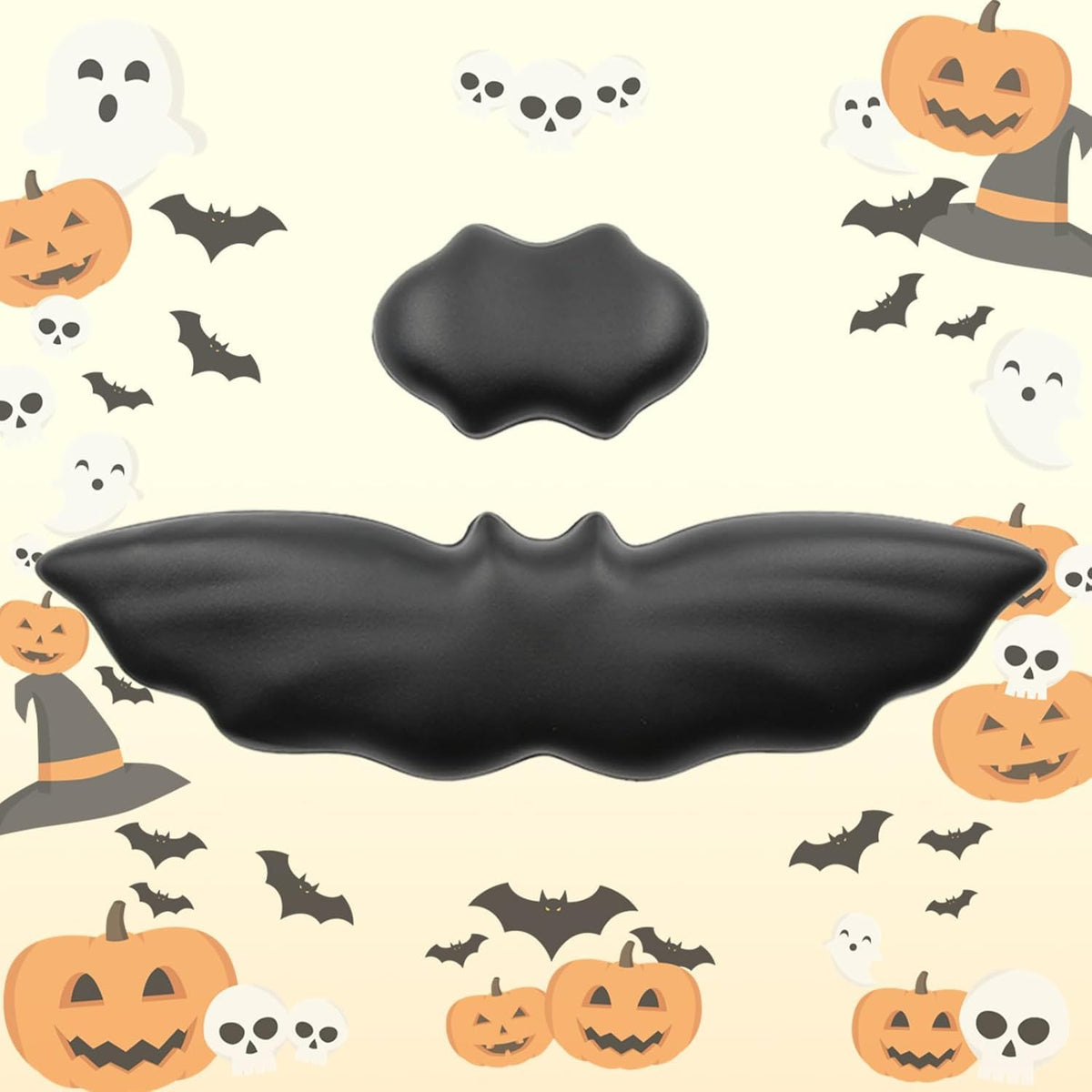 Tscuite Keyboard Wrist Rest - Soft Leather Halloween Bat Wrist Pad for Mouse Wrist Rest with Non-Slip Base, Wrist Pad for Keyboard,Arm Rest for Desk Computer Laptop Mac Gaming Office Black