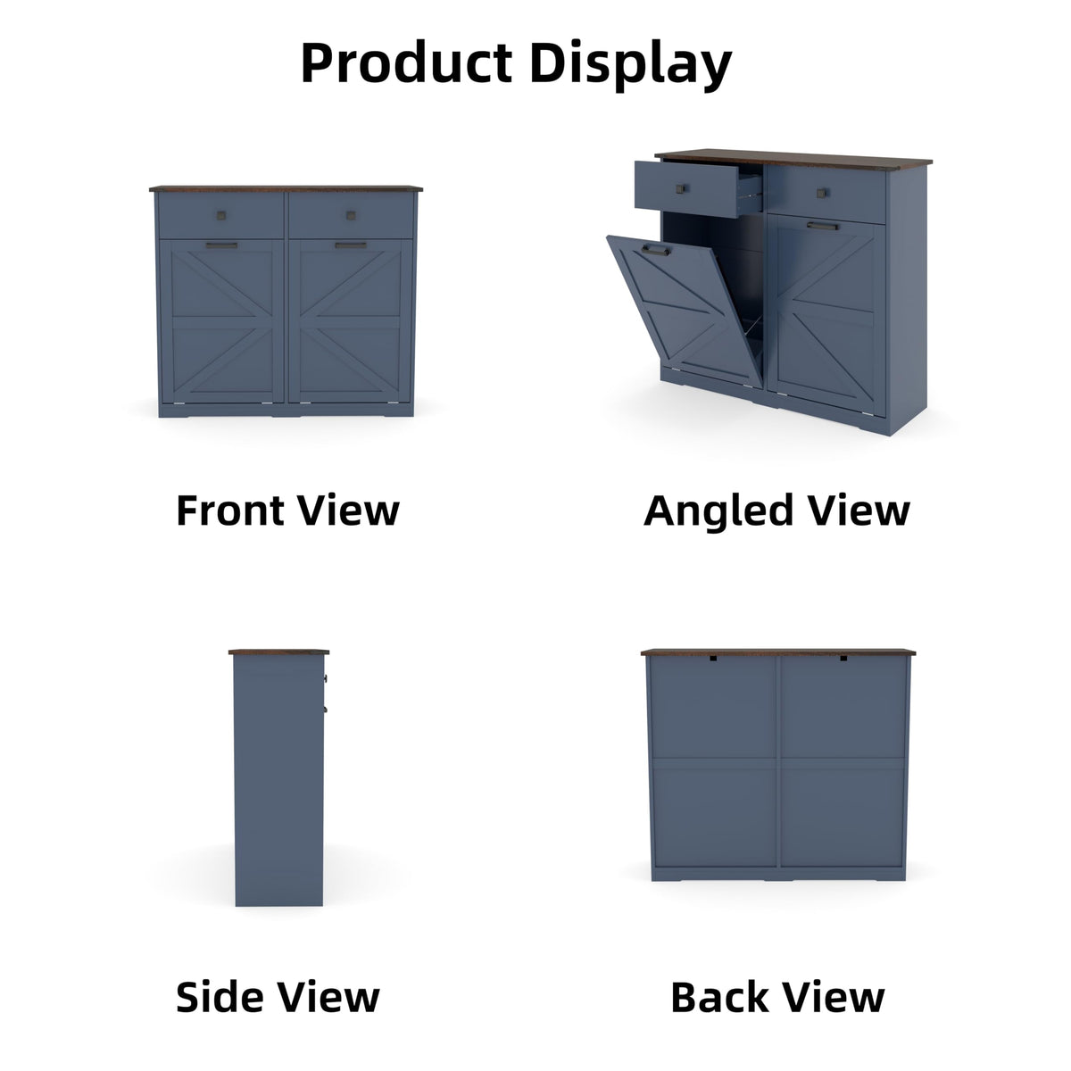 HUYYA Modern Sideboard Cabinet Buffet Storage Console Credenza for Dining Room, Free Standing Tilt Out Trash, Laundry Sorter Cabinet with Sturdy Construction and Easy Clean Surf