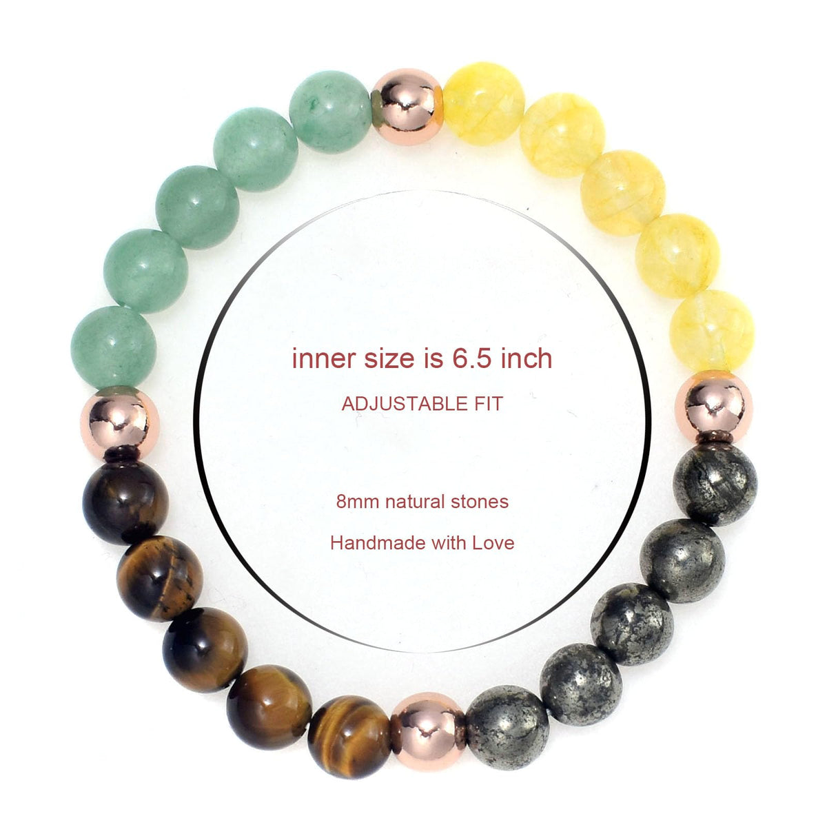 Ayriwoyi Feng Shui Citrine Bracelet Healing Crystal Bracelet For Women Men Green Aventurine Pyrite Tiger Eye Stone Beaded Bracelets Money Attraction