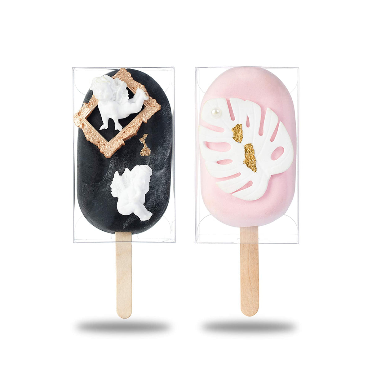 JCXGRVC 100PCS 3.7 x 2.2 x 1.5 inches Cakesicle Boxes, Rice Krispies Treat Boxes, Popsicle Boxes, Clear Ice Cream Shaped Favor Gift Boxes for Birthday Party Anniversary Favors