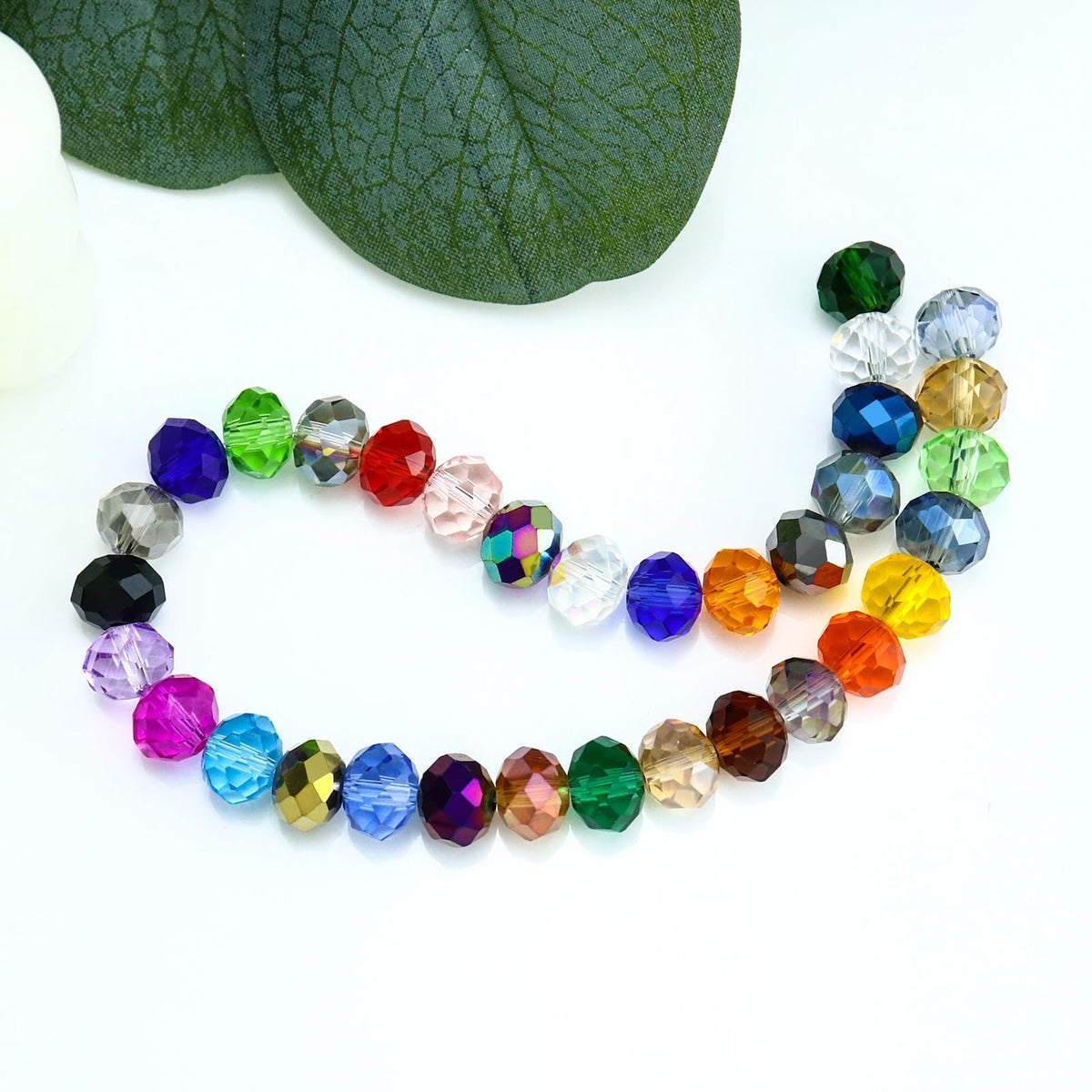 Dowarm 10MM Crystal Glass Beads for Jewelry Making, Briolette Rondelle Crystal Beads for Crafts Wind Chimes Suncatchers, Briolette Glass Beads (Crystal AB, 10MM, 100PCS)