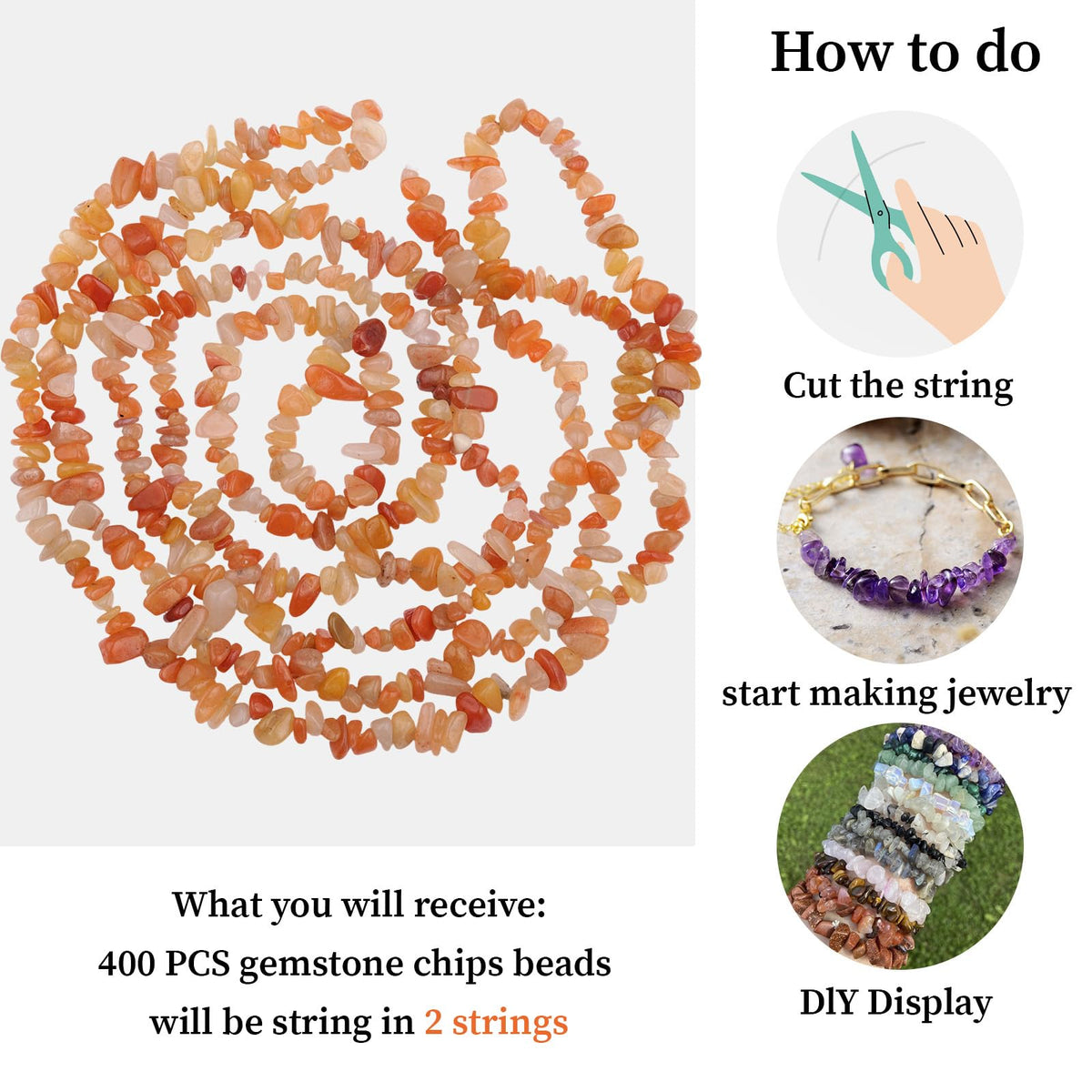 400pcs Natural Chip Stone Beads for Jewelry Making Red Aventurine 5-8mm Irregular Gemstones Healing Crystal Loose Rocks Bead Hole Drilled for Ring Earrings Necklace Bracelet Making DIY Art Crafts