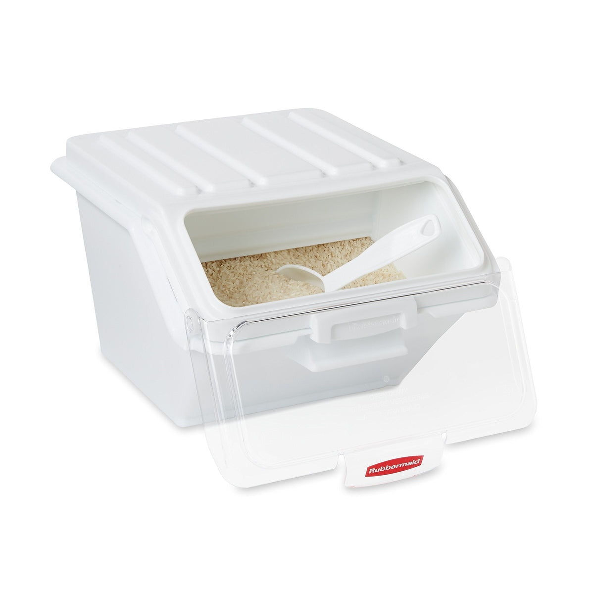 Rubbermaid Commercial Products ProSave Shelf Food Ingredient Bin with Scoop 40-Cup White Kitchen Food Storage Sugar/Grains/Rice/Baking Supplies