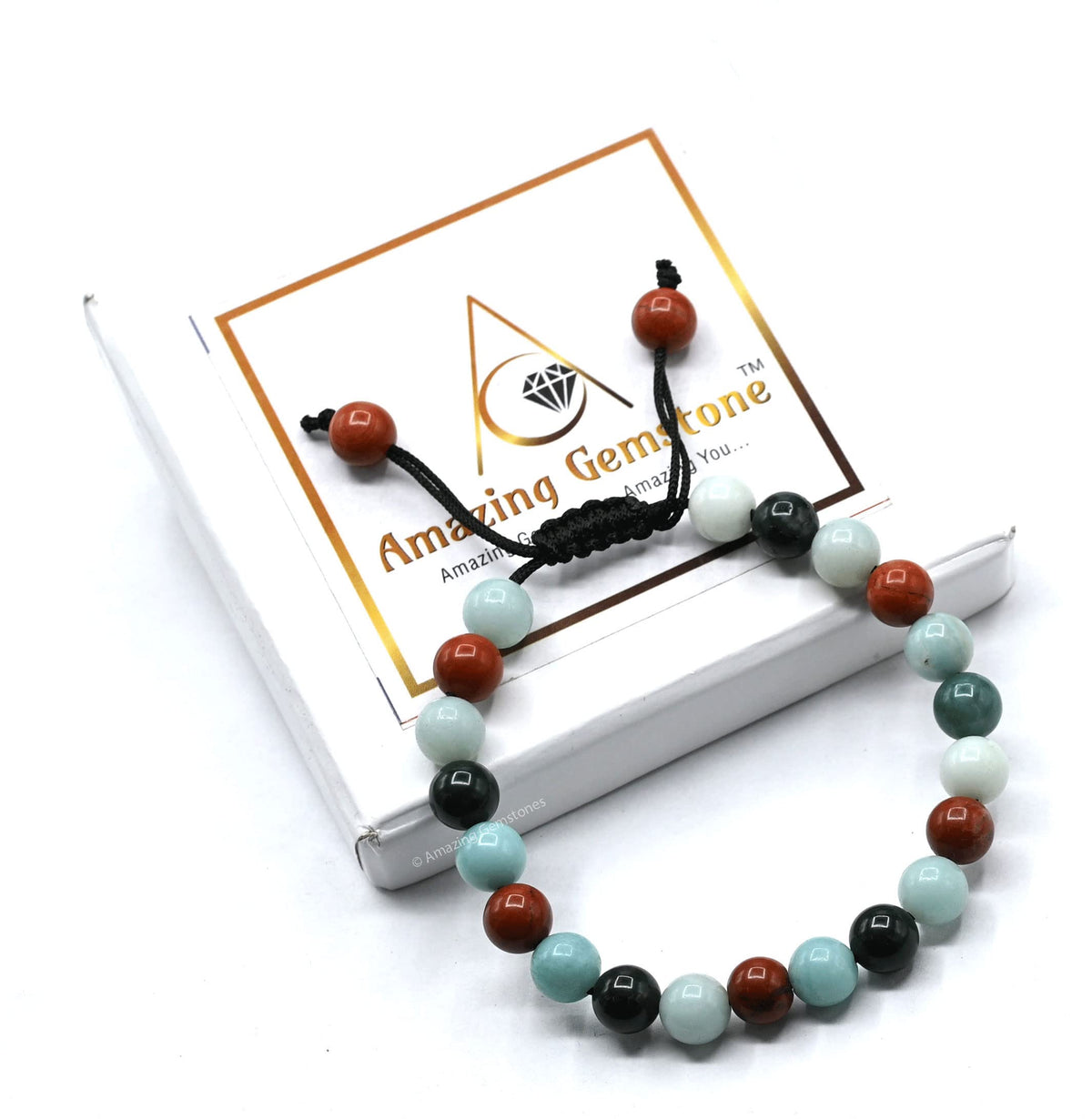 Amazing Gemstone Get Well Soon Recovery Bracelets for Women Manifestation - Moss Agate Amazonite Red Jasper Bracelet Set for Men Women Healing Calming Anxiety Stress Relief Gifts (Adjustable)