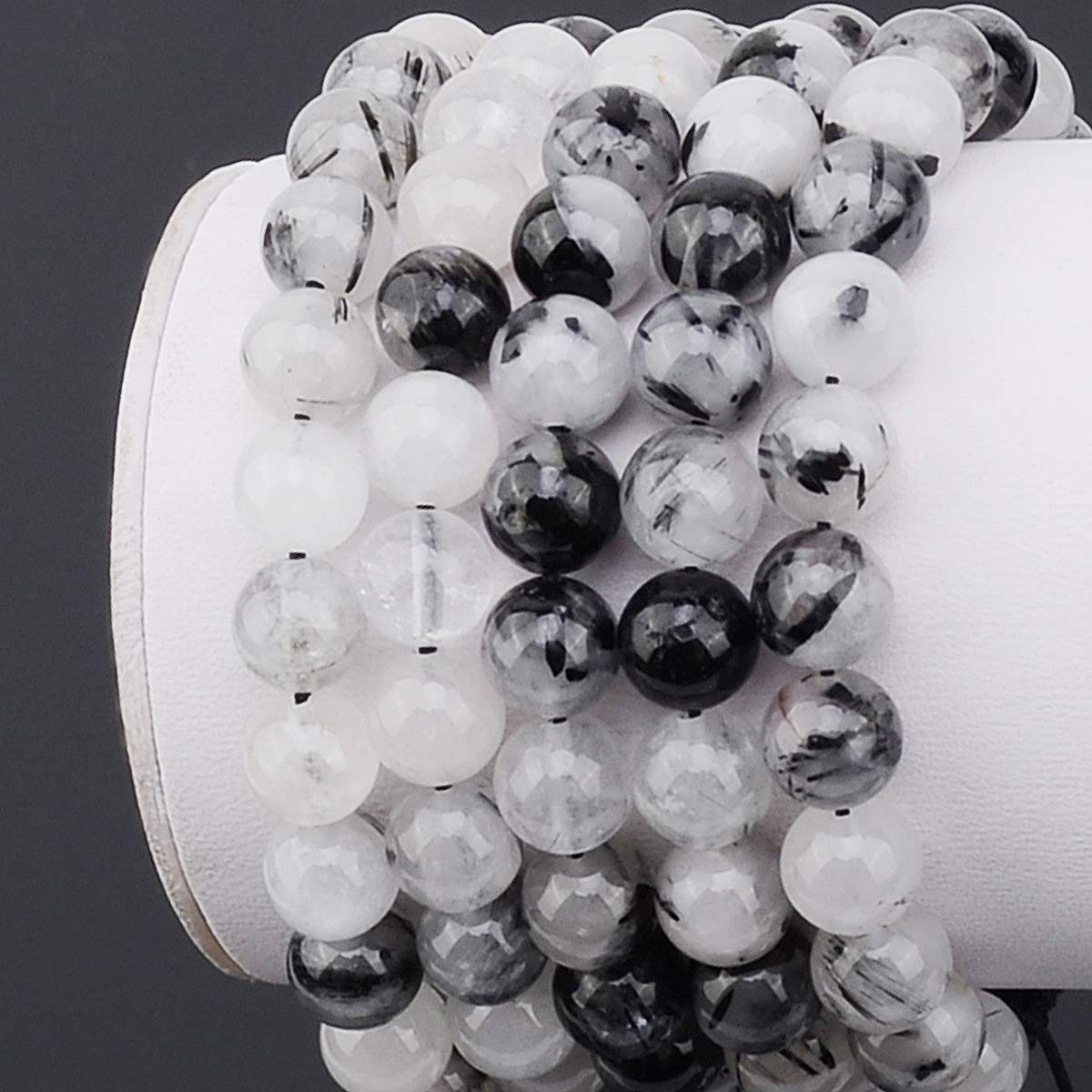 MASSIVE BEADS Adjustable Braided Macrame Bracelet Tourmaline Quartz 8mm (Tourmaline Quartz, 8mm)