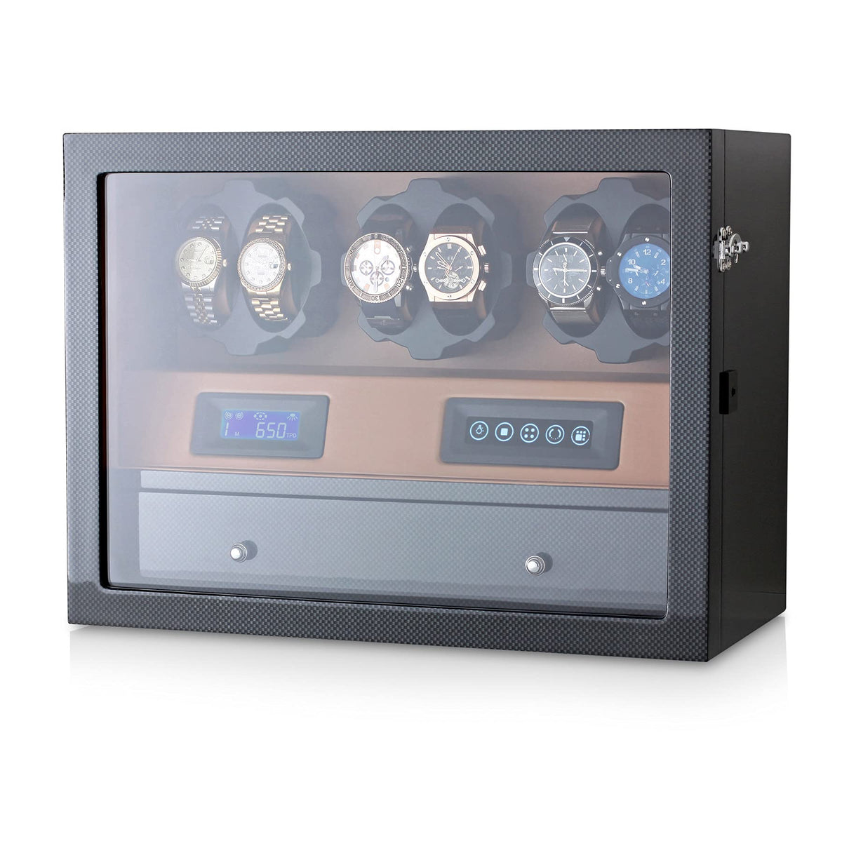 Automatic Watch Winder with 6 Storage Slots, LED Light and Automatic Motor-Stop Option