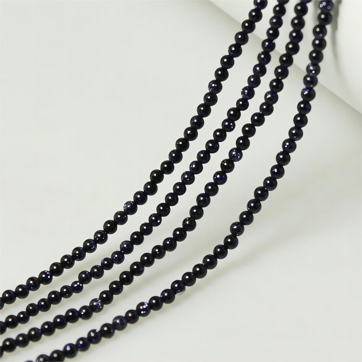 MJDCB 320pcs Small Stone Beads 2mm Blue Sandstone Round Smooth Loose Gemstone Bead for Jewelry Making Bracelets Earrings Necklaces Accessories