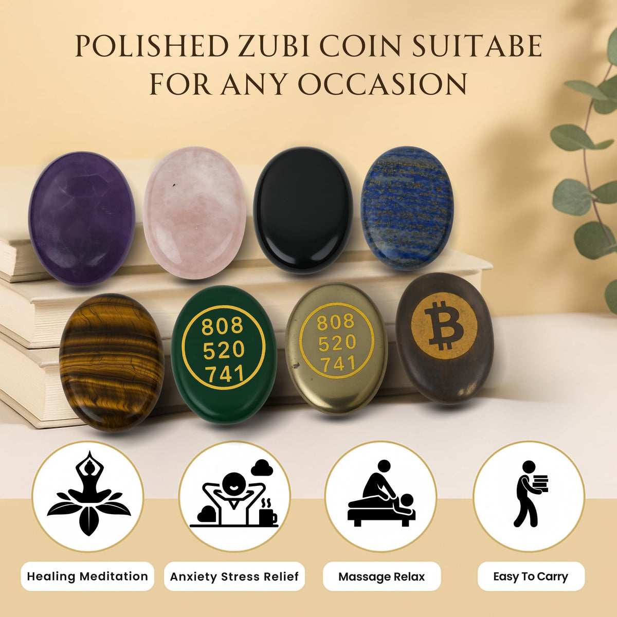 TRRYSTALS Natural Lapis Lazuli Zibu Coin | Gemstone Spiritual Symbol Token for Good Luck | Oval Shaped coin for Positive Energy, Meditation, Home & Office Décor, Thoughtful Gifting