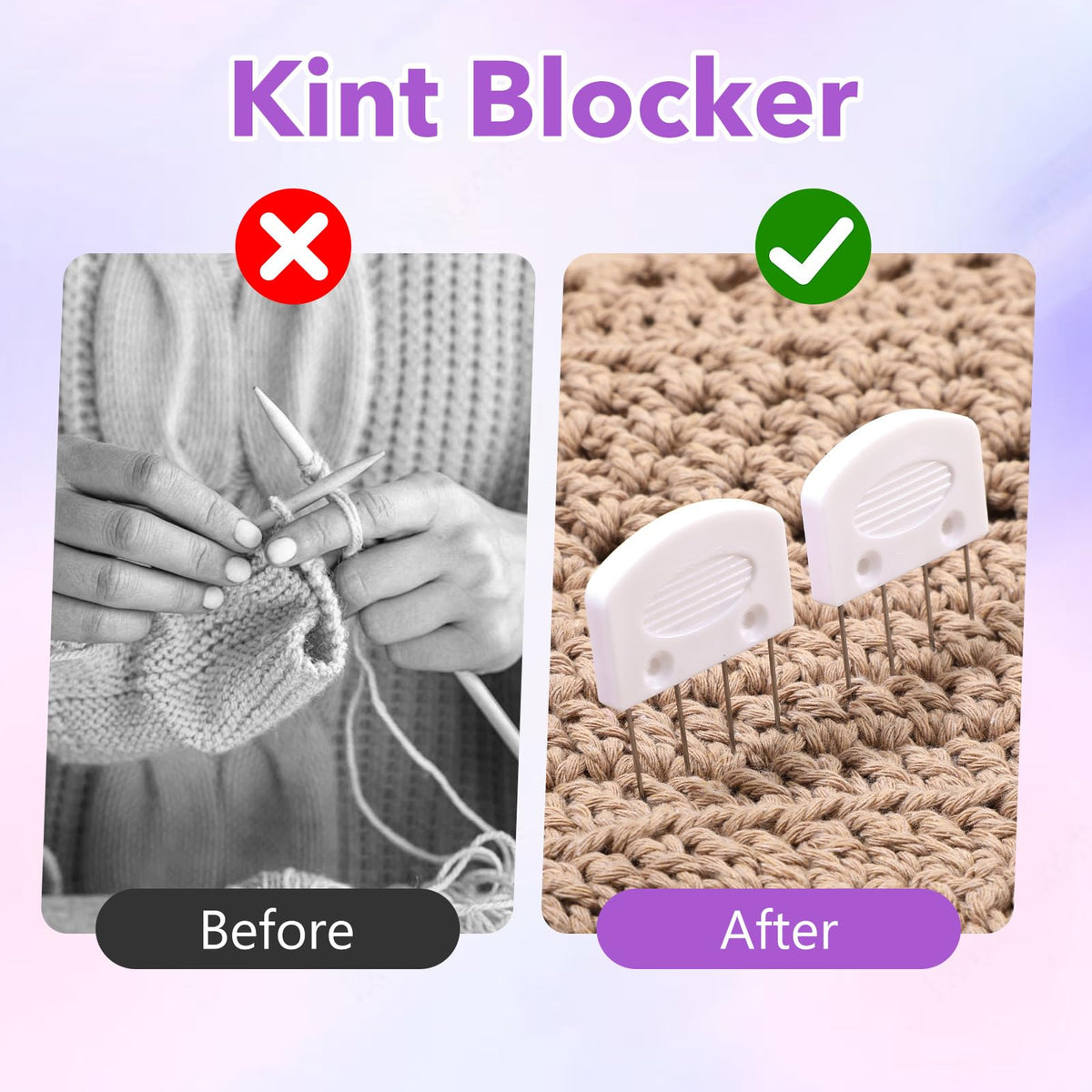 Kifmurase 20PCS Knit Blocking Pins Kit, Knit Blockers Combs for Blocking Knitting Crochet Lace or Needlework Projects, White Knitting Block Pins Kit Tool for Blocking Mats