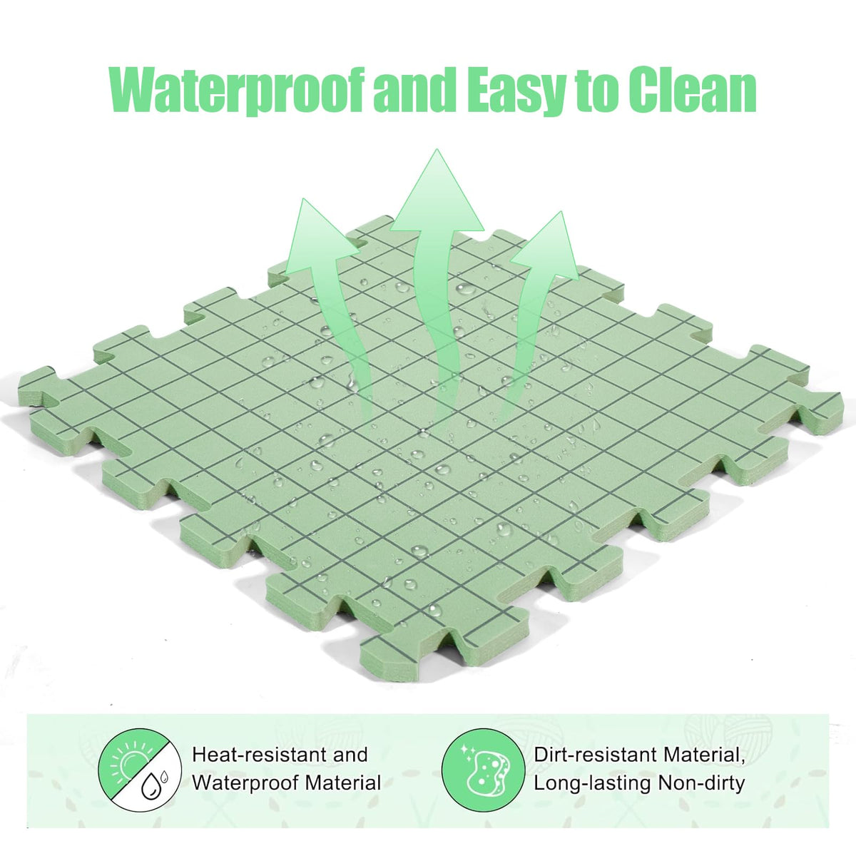CraftyManor 5 PCS Blocking Mats for Knitting & Crochet Projects, Crochet Blocking Mat with 50 T- Pins, Knitting Board and Pins (Green 5PCS)