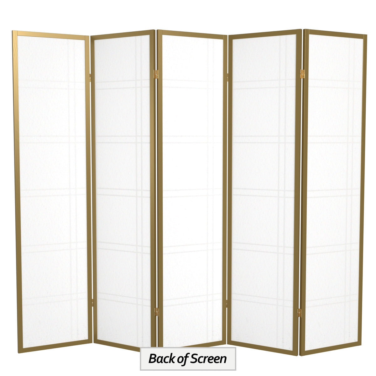 Red Lantern 6 ft. Tall Double Cross Shoji Screen - Gold - 5 Panels