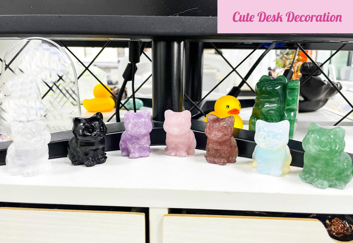 DUQGUHO Black Cat Decor Obsidian Cat Crystal Figurines Mom Crystals Gifts for Cat Lovers Men Women Lucky Cute Cat Statue Loss of Cat Sympathy Gift Mothers Cute Decoration