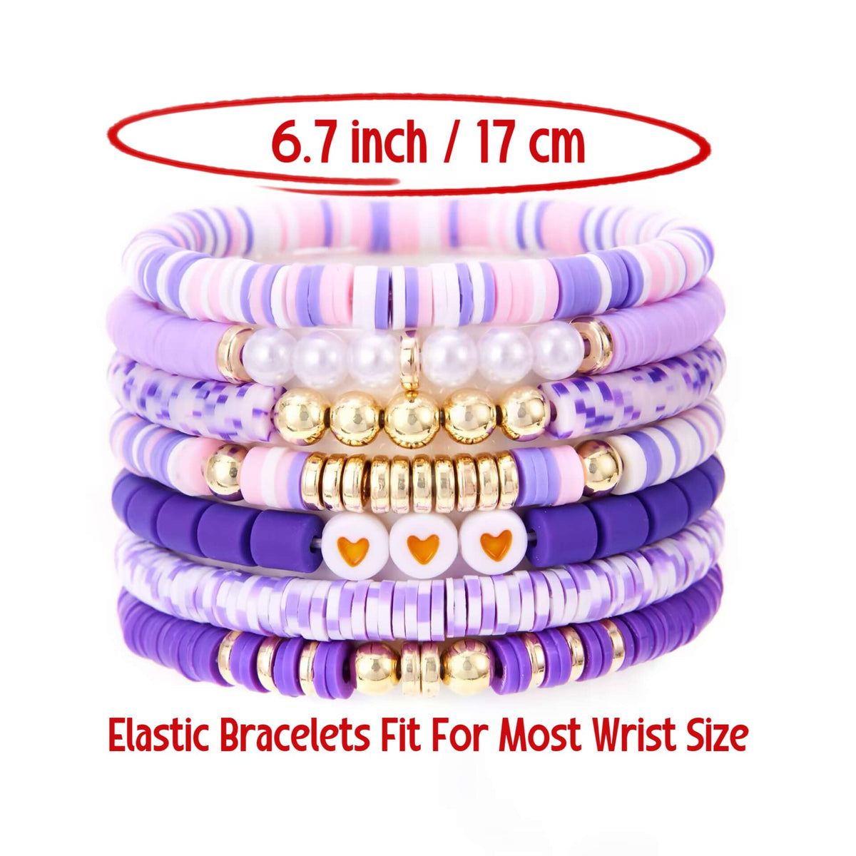 YEOSMINE Boho Heishi Clay Beaded Stretch Bracelets Stack For Women, Preppy Teens Friendship Gold Bracelets Cute Beach Surfer Accessories Bulk Set Trendy Fashion Jewelry