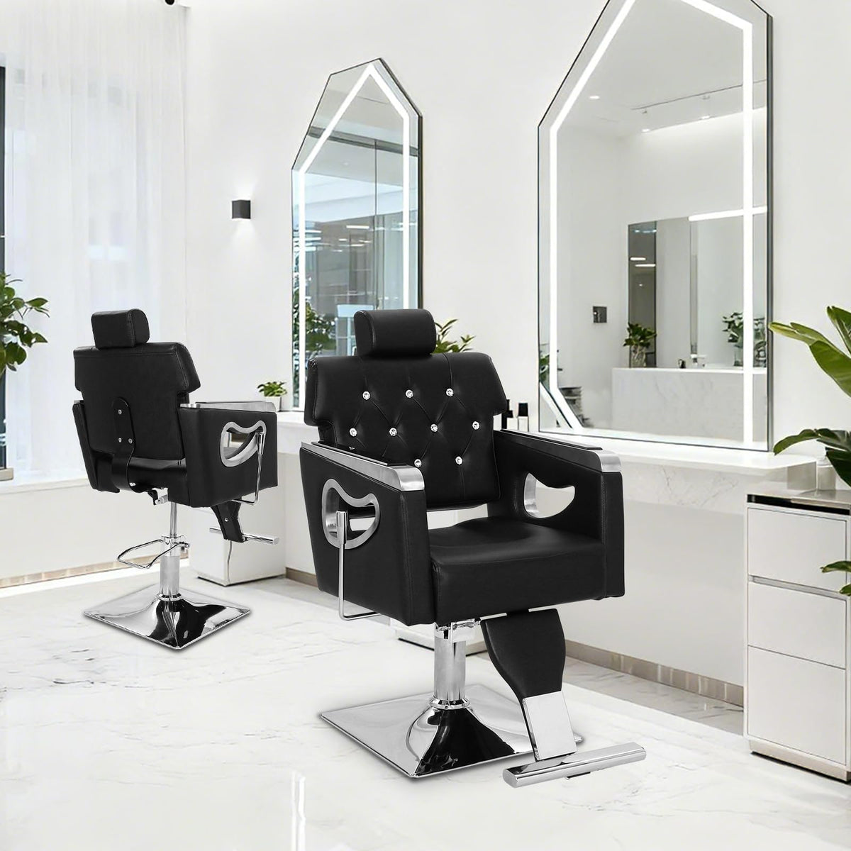 GAOMON Barber Chair, Salon Chairs for Hair Stylist Soft Leather, Hydraulic Pump Adjustable Height, 330 Lbs, 360° Swivel with Lock, for Salon Barbershop Hair Stylist Professional