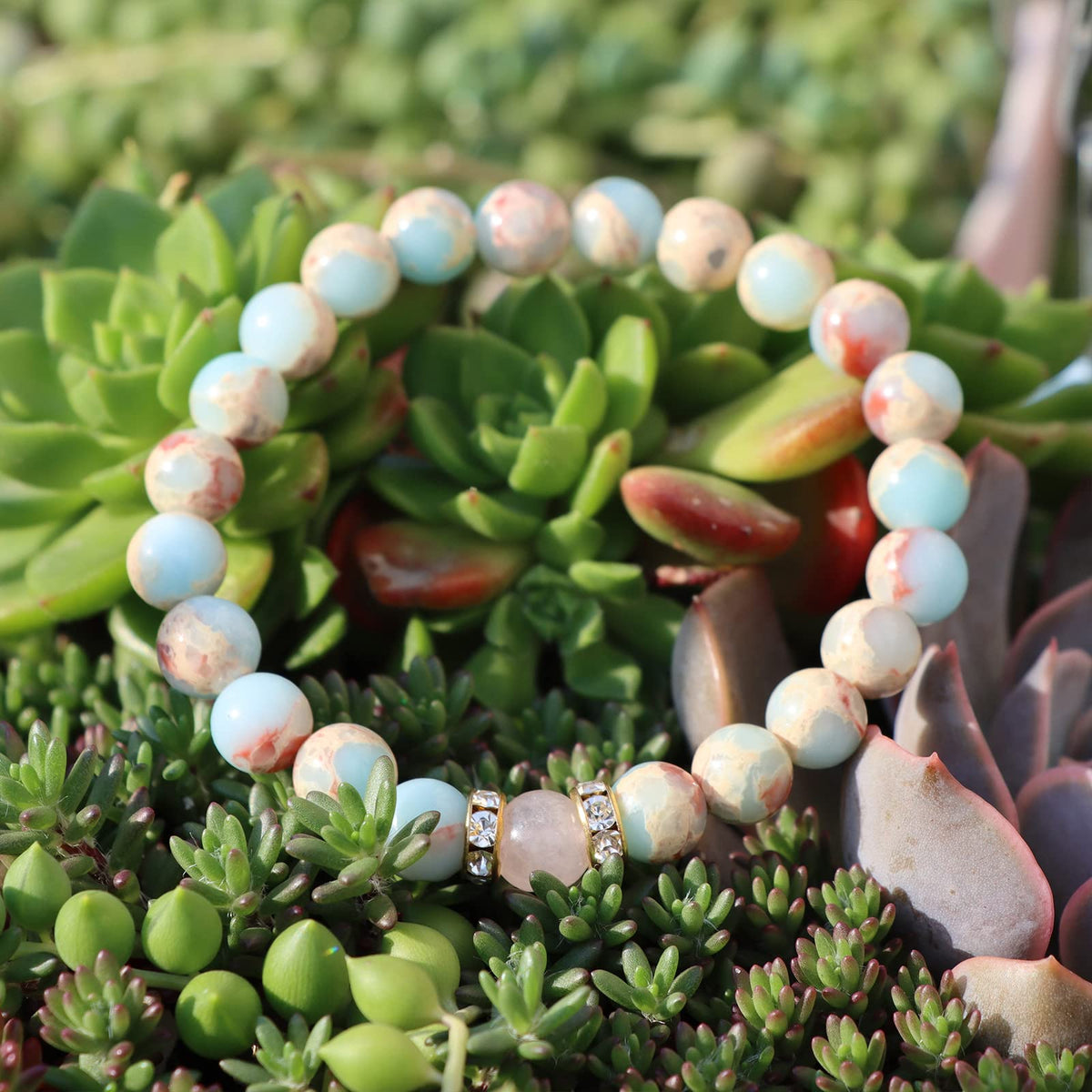 GolbalJew Healing Bracelet For Women Anxiety Beaded Bracelets Jewelry Healing Stone Crystal Bracelet Stress Relief Yoga Beads Chakra Bracelets Gifts For Women Rosa Quartz African Opal