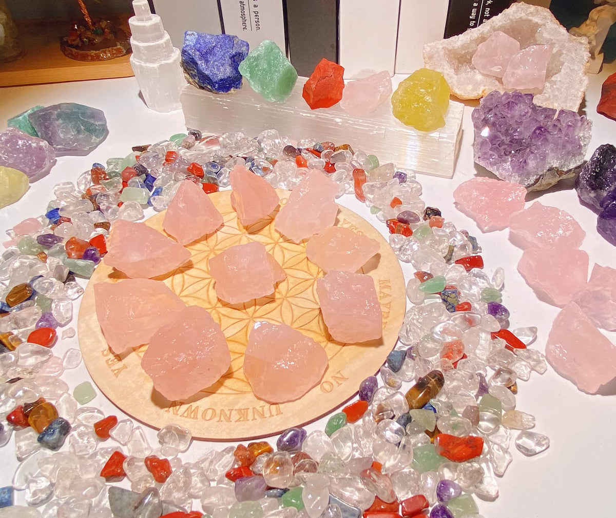 QINJIEJIE Rose Quartz Crystals Natural Healing Crystal Raw Bulk Gemstones Large 1" Rough Stones lesale Rocks for Tumbling Cabbing Fountain Decoration Polishing Cutting Wicca Reiki