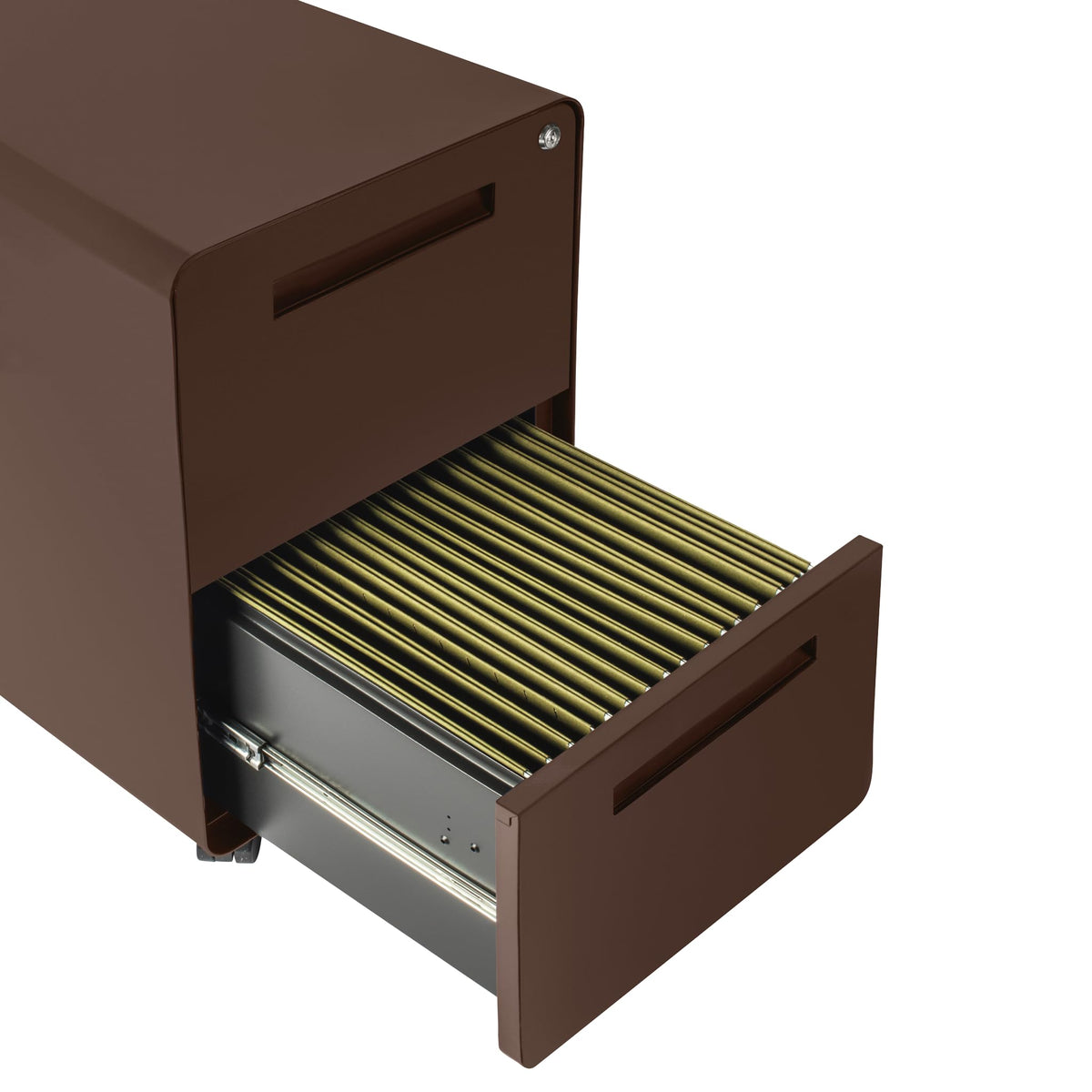 Laura Davidson Furniture Stockpile 2 Drawer Mobile File Cabinet with Lock - Under Desk Metal Filing Cabinet, Legal/Letter File Folders, Wheels and Stationary Feet, Pre-Assembled, Dark Brown