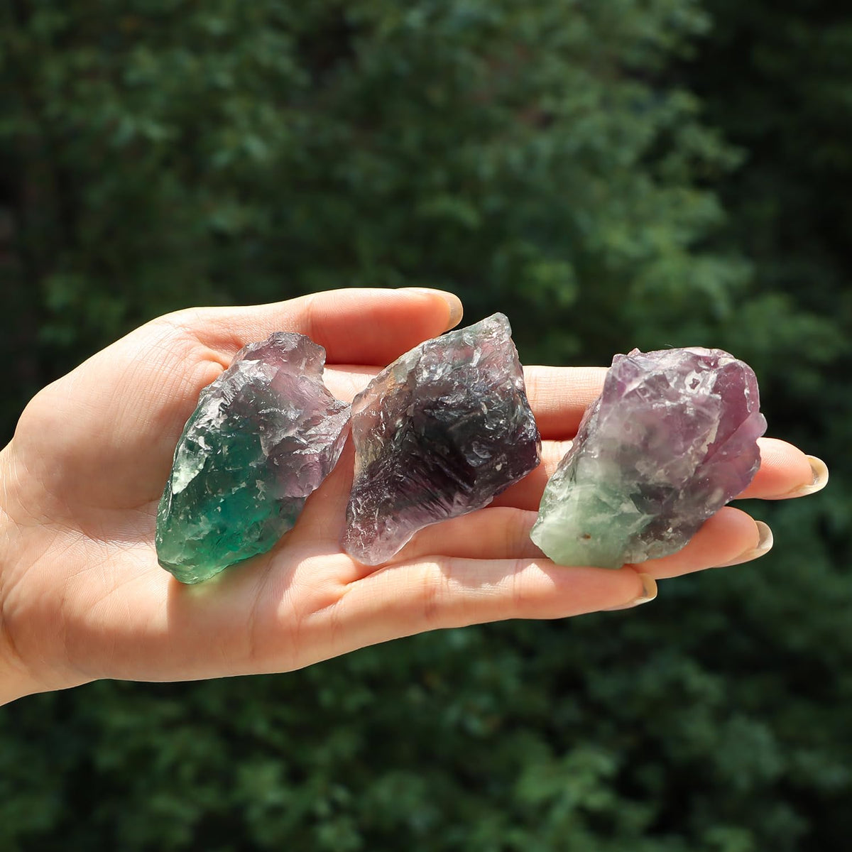 1 Lb Large Rough Fluorite Stone Raw Fluorite Crystal Stone Natural Rainbow Fluorite Purple Fluorite Healing Stones for Tumbling, Wire Wrapping, Wicca Reiki, Meditation