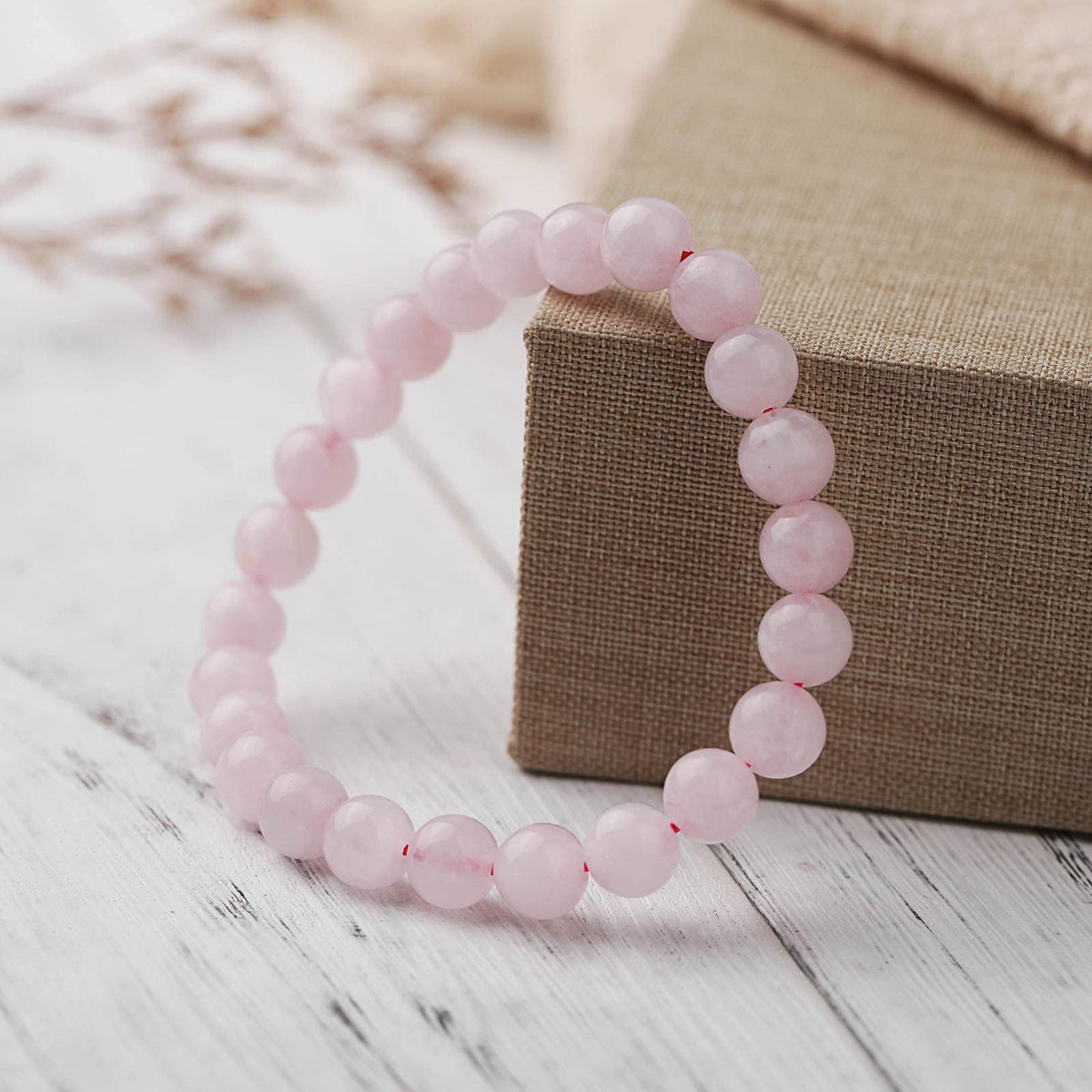 Crystal Vibe Rose Quartz Crystal Bracelet - 8mm Stretchable Rose Quartz Bead Bracelet for Women & Men