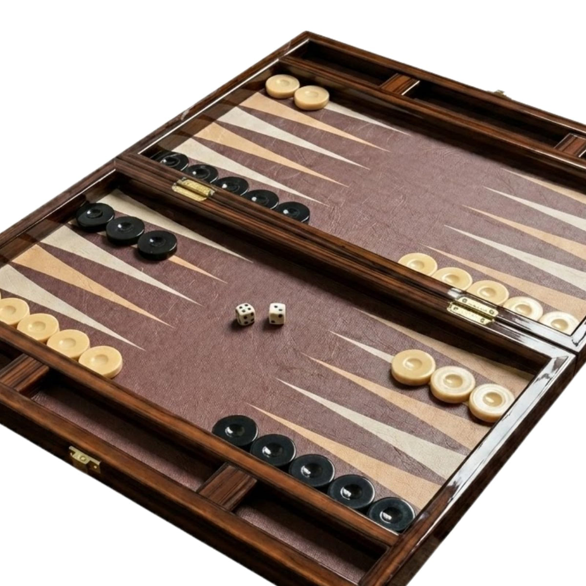 Turkish Backgammon Set for Adults, 19 Inch Luxury Ebony & Leather Backgammon Board, Premium Foldable Travel Game with Acrylic Checkers & Dice, Elegant Gift Choice for 2 Players