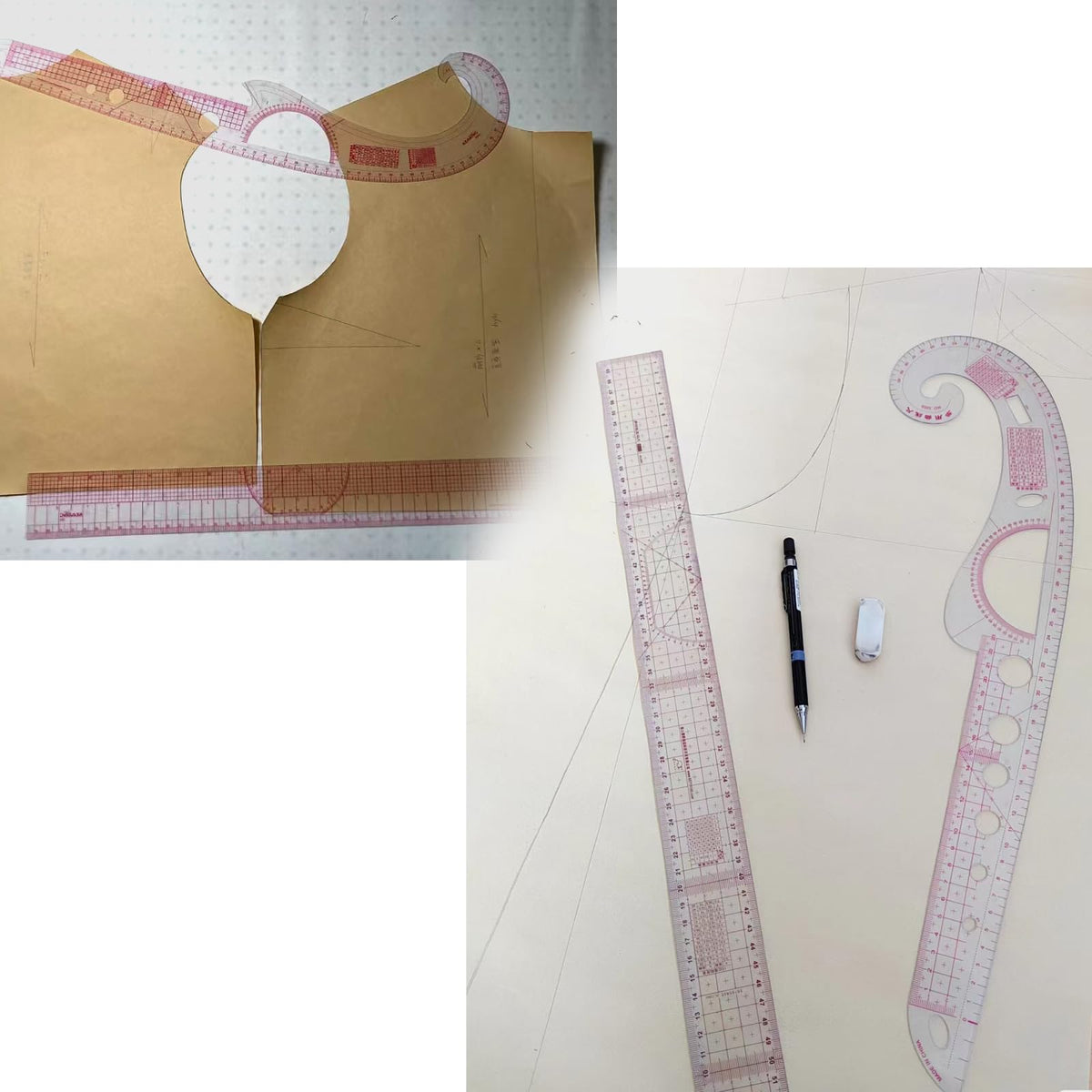AMZTKDIY Acrylic Sewing Ruler Set,French Curve Pattern Rulers Kit for Tailors Designers Precision Pattern Making Guides Quilting and DIY Supplies (Ruler Set 4-15Pcs)