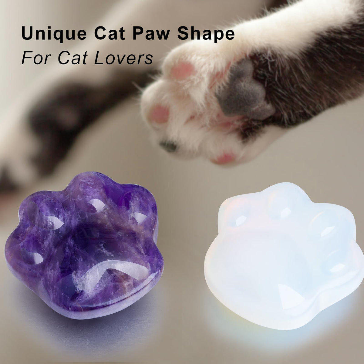 Black Obsidian Cat Crystals Healing Stones, Natural Worry Stone for Anxiety Stress Relief, Crystal Gifts for Cat Lover Women Men, Small Gift for Meditation Energy Balance Crystal Decor