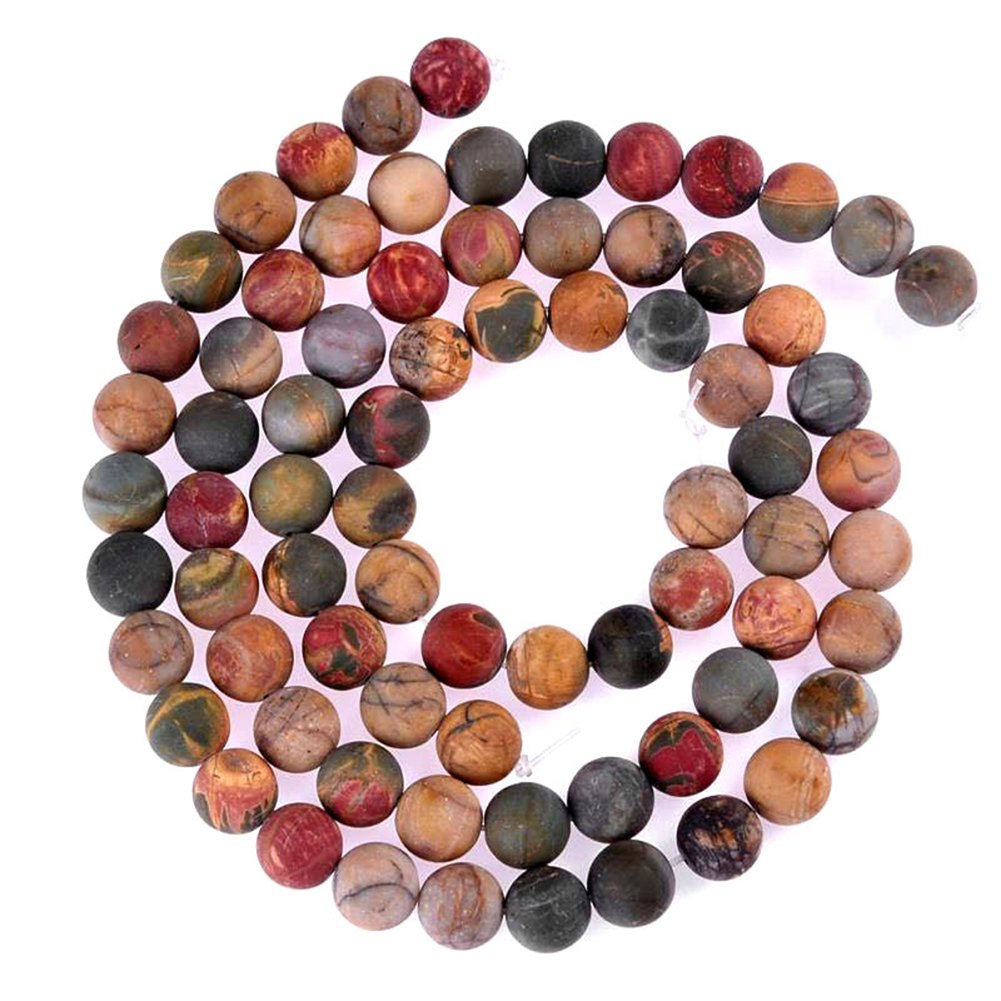 PLTbeads Natural Gemstone Loose Beads Matte Approxi 15.5 inch DIY Bracelet Necklace for Jewelry Making (6mm, Matte Picasso Jasper)