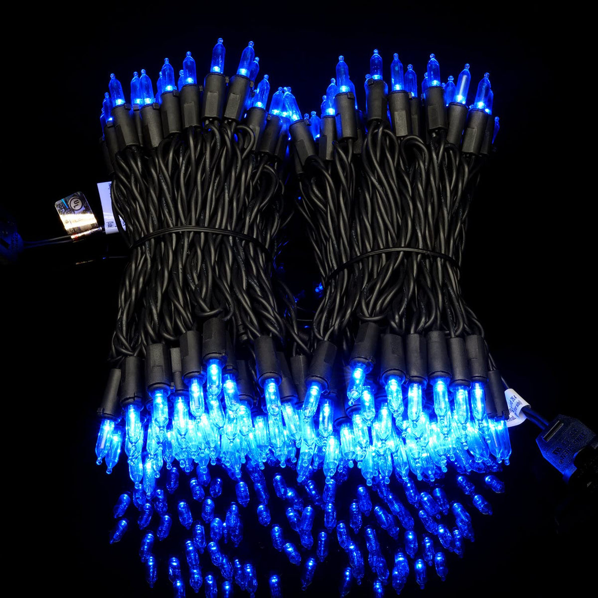 YULETIME 200 Blue Christmas String Lights, 2-Set 33 ft 100 LED Black Wire