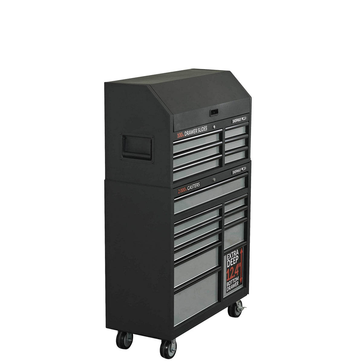 SHOPMAX 41″ 16-Drawer Tool Chest and Rolling Cabinet Combo, Black, (94106R2-10S7)