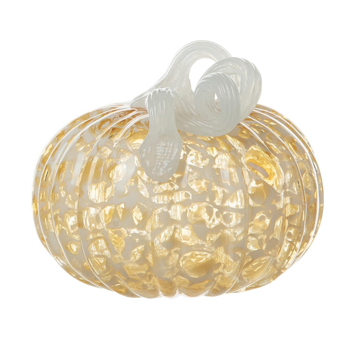 Glitzhome Hand Blown Glass Pumpkin Decor 5" Amber - Artisan Fall Harvest Thanksgiving Table Centerpiece Halloween Home Decor