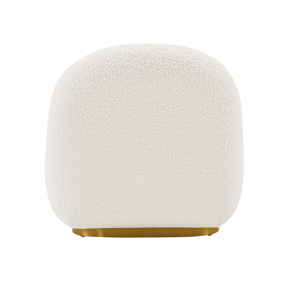 Manhattan Comfort Edina Modern Accent Chair in Luxurious Boucle Upholstery with High Density Foam Padding & Wood Frame with Gold Metal Base, Living Room Seating, White