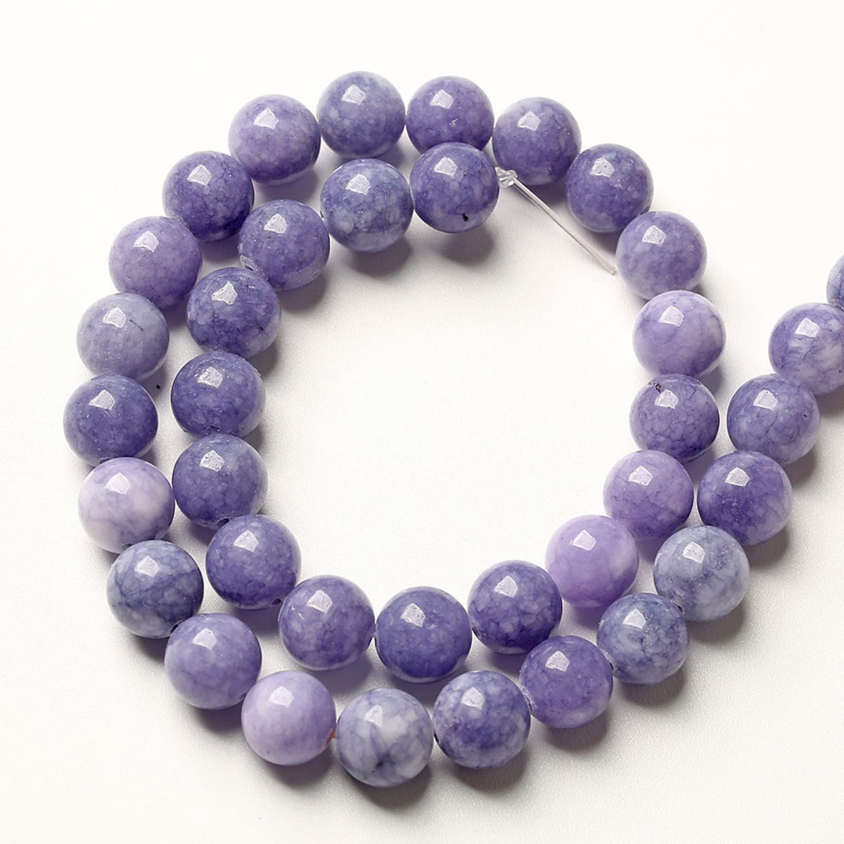 10MM 38PCS Lavender Purple Chalcedony Stone Loose Beads for Jewelry Making DIY Bracelet Necklace
