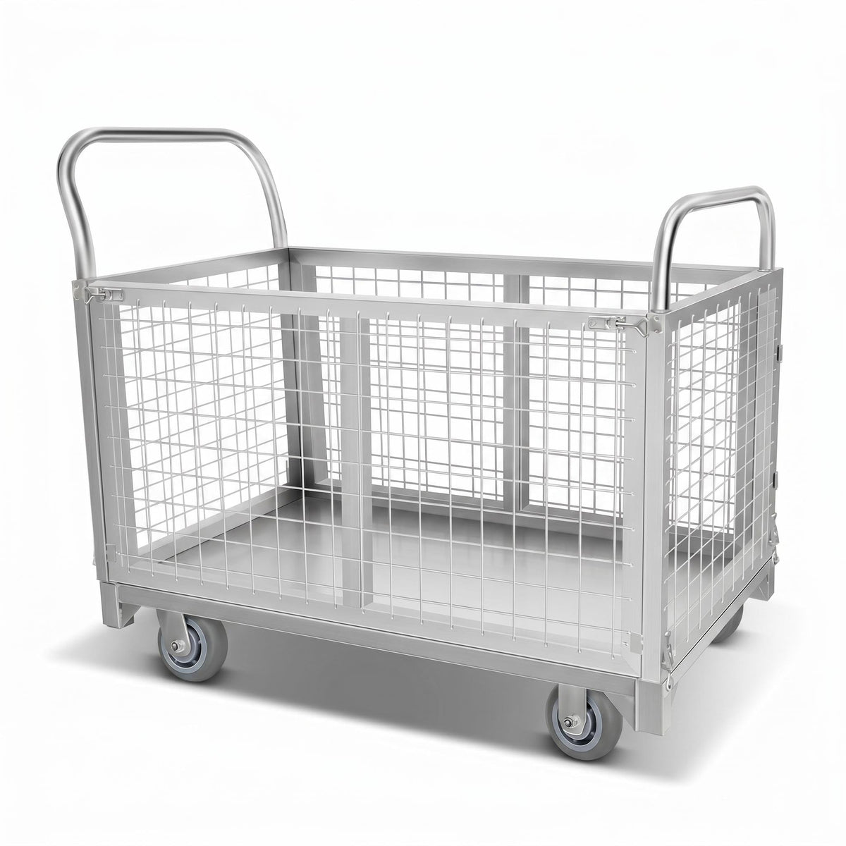 Warehouse Daily Use Heavy Platform Cart, 2200LBS 4-in-1 4-Caster Flat Trolley with Detachable Guardrails