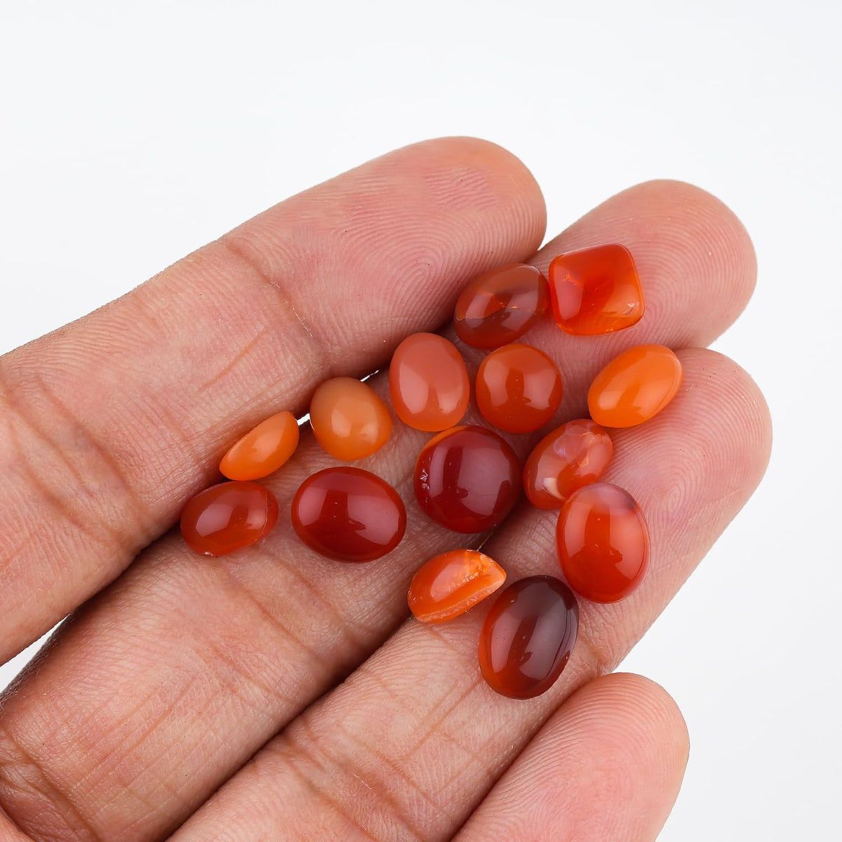 ColouredRocks (11-14 pcs. MEXICAN FIRE OPAL, Mix Shape, Natural Cabochon Crystals, Loose Gemstone, Wholesale Polished Supply, Jewelry Making, DIY Craft, Gem Collection (8-12 mm free size)