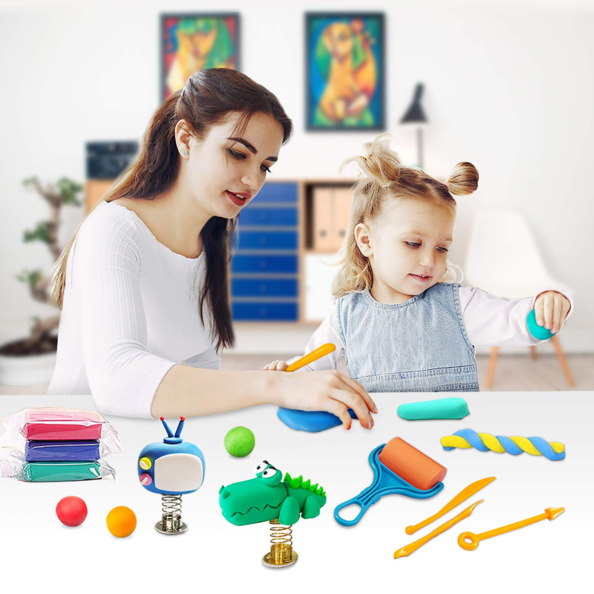 ESSENSON Modeling Clay Kit - 36 Colors Air Dry Magic Clay, DIY Molding with Sculpting Tools, Party Favors Kids Art Crafts Best Gift for Boys & Girls Age 3-12 Year Old