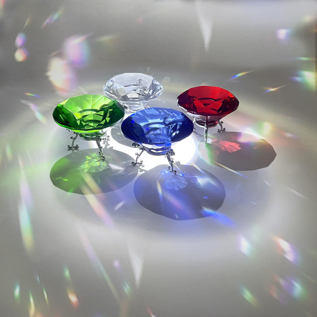 Hiziwimi 60mm Large Crystal Diamond Paperweight with Stand Jewels Wedding Decorations Centerpieces Home Decor (2.36 in, Green)