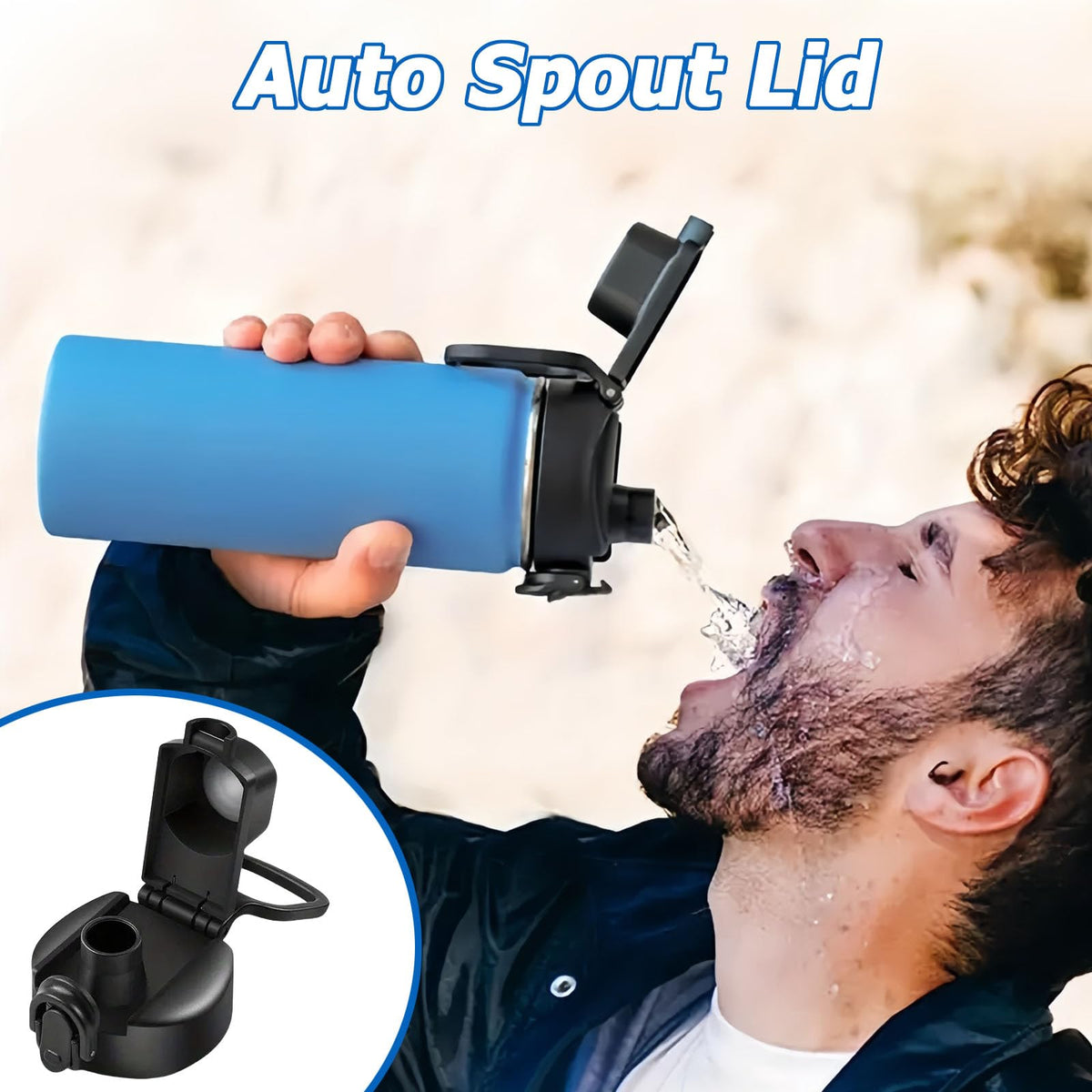 4 Pcs Water Bottle Lid Replacement for Contigo Water Bottles 20oz 24oz and 32oz,Auto Spout Lid Fit for Bubba Water Bottle with Button Lock,BPA-Free,Leak-Proof 