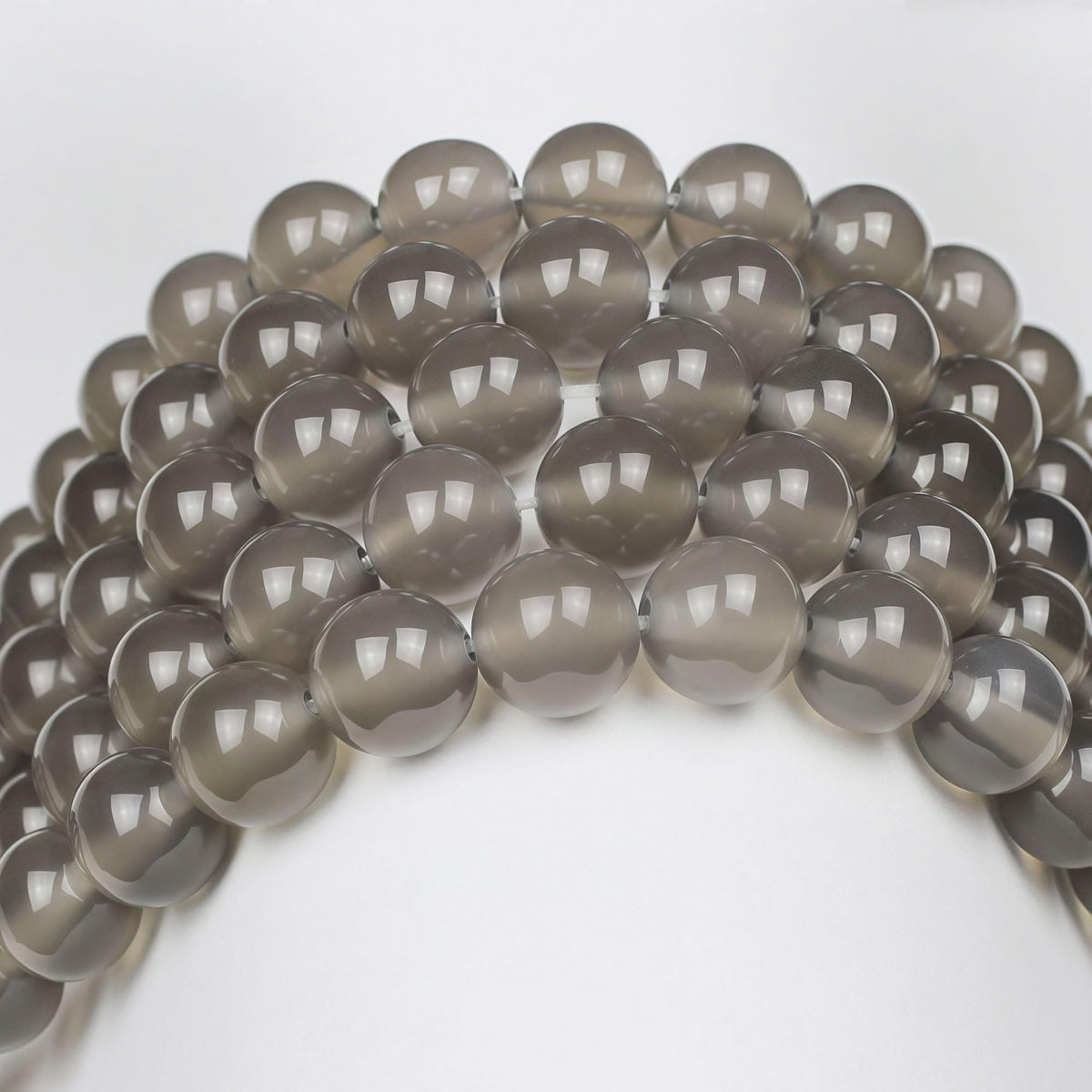 MJDCB 7A Natural Grey Agate Gemstone Round Stone Beads for Jewelry Making DIY Bracelet Necklace (8mm)