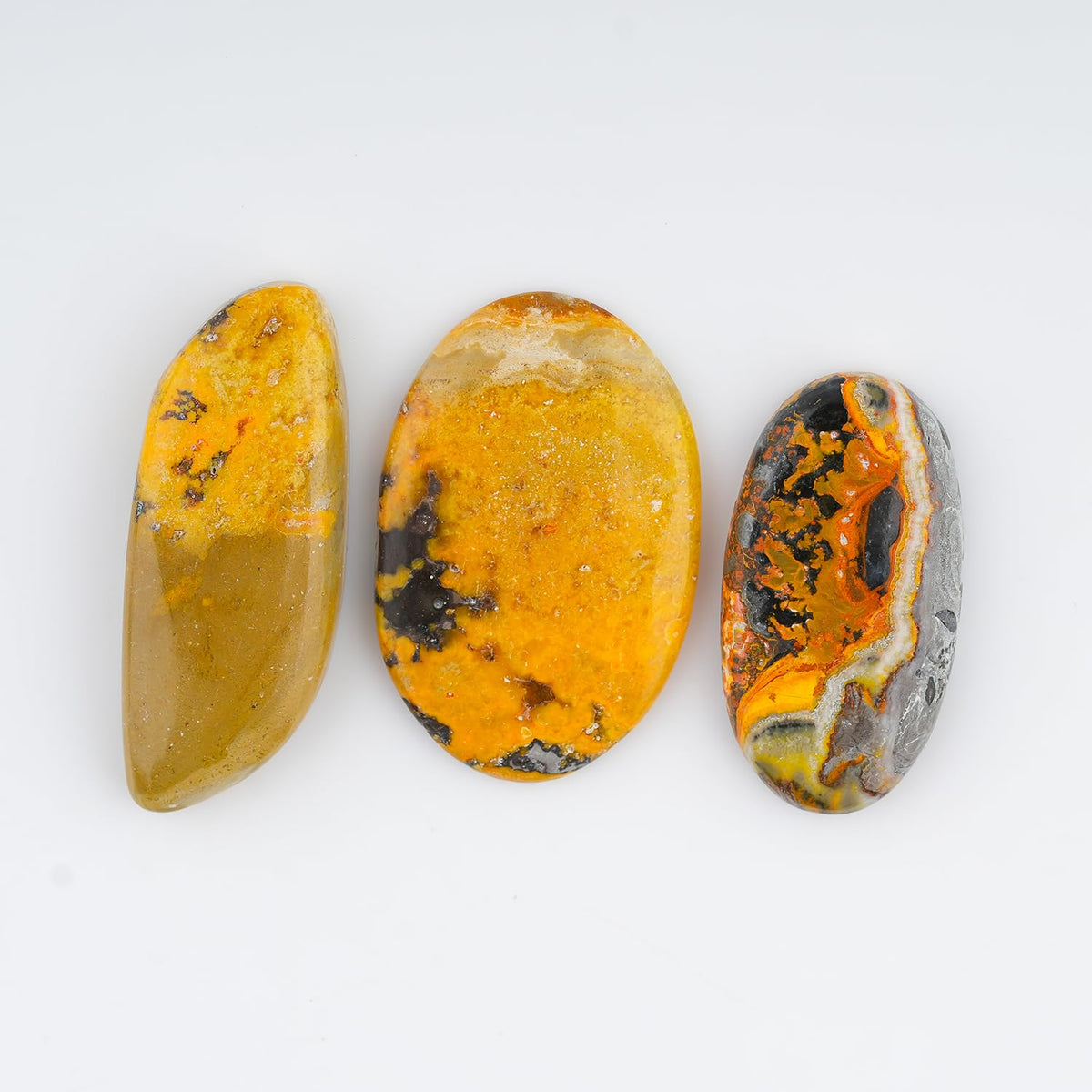 ColouredRocks (100 carats. (3pcs.) BUMBLE BEE, Mix Shape, Natural Cabochon Crystals, Loose Gemstone, Wholesale Polished Supply, Jewelry Making, DIY Craft, Gem Collection (24mm+)