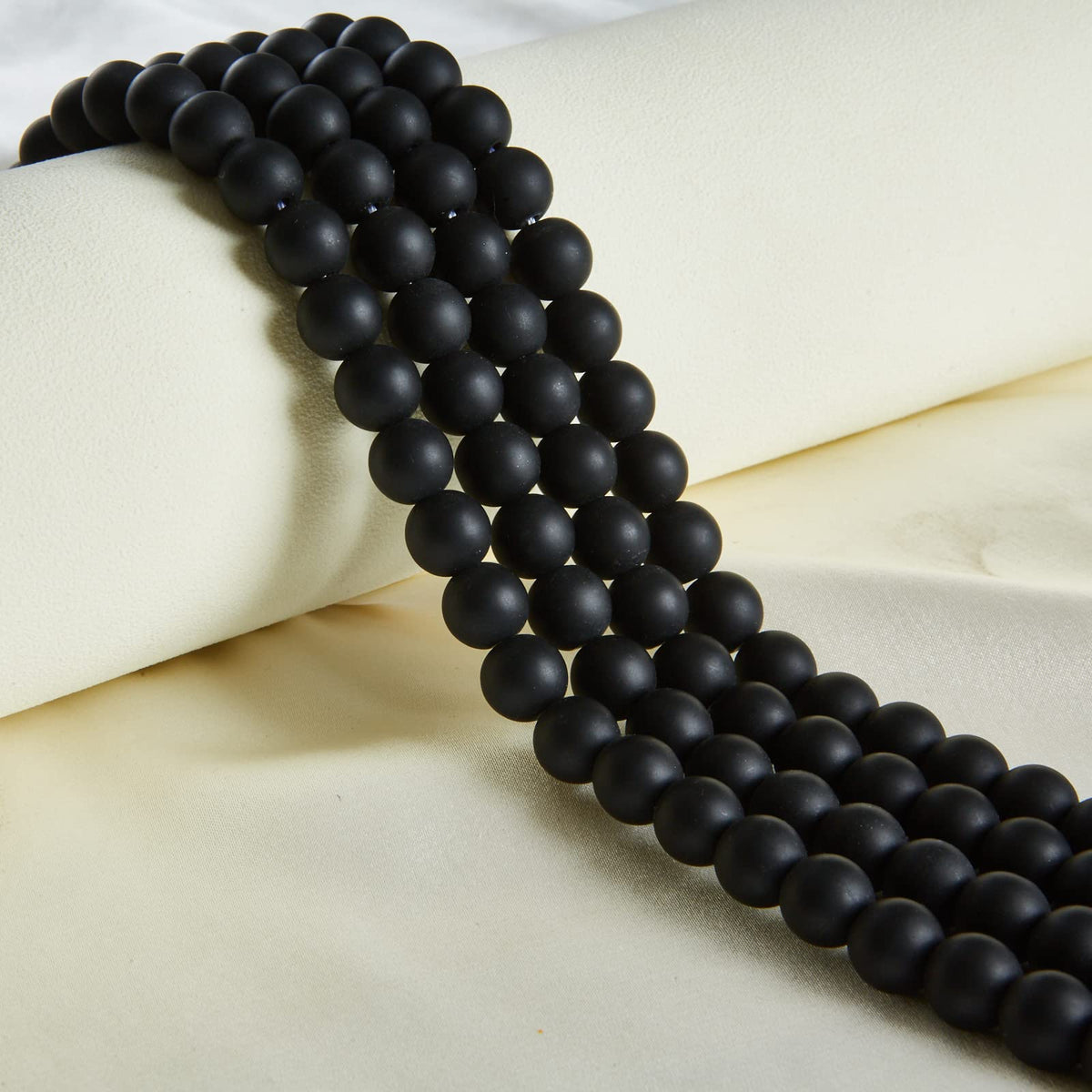 100pcs 6mm Matte Black Beads Natural Gemstone Beads Round Loose Beads for Jewelry Making