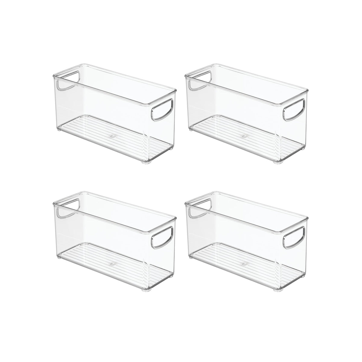 iDesign Slim Clear Plastic Stackable Storage Bin, Tall Narrow Organizer for Kitchen or Pantry, 4-Pack