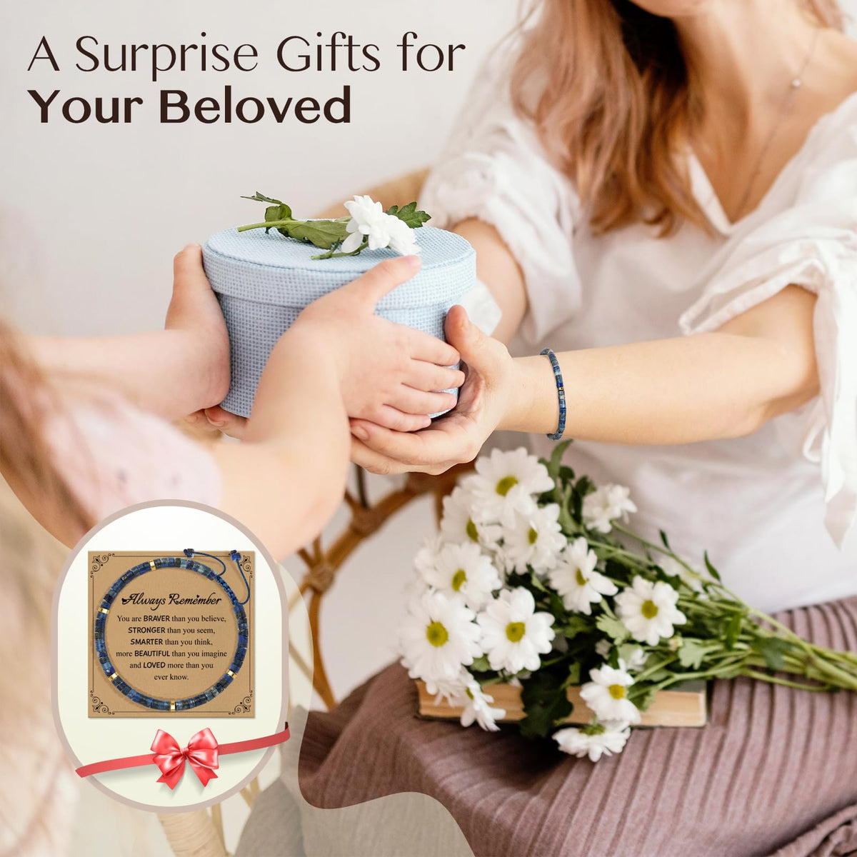 ZOKCC Inspirational Christmas Bracelet Gifts for Women: Healing Natural Stone Bracelet - Thinking of You Get Well Soon Birthday Gifts for Friend Sister Bestie BFF