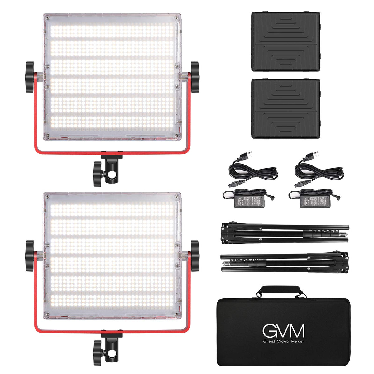 GVM 1200D RGB LED Video Light, 50W Video Lighting Kit with APP Control, 3200K-5600K Photography Lighting kit for Studio, Aluminum Alloy Shell,20 Scene Modes & CRI97+, 2-Pack with Softbox