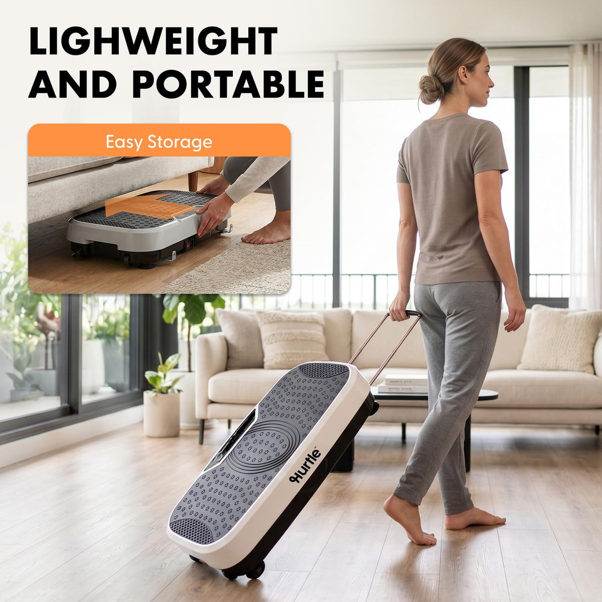 Hurtle Vibration Plate Exercise Machine, Portable Vibration Plate with Handles and 1-99 Speed Levels, 10 Preset Programs, Quiet Low-Impact Home Fitness Platform with Remote Control, White