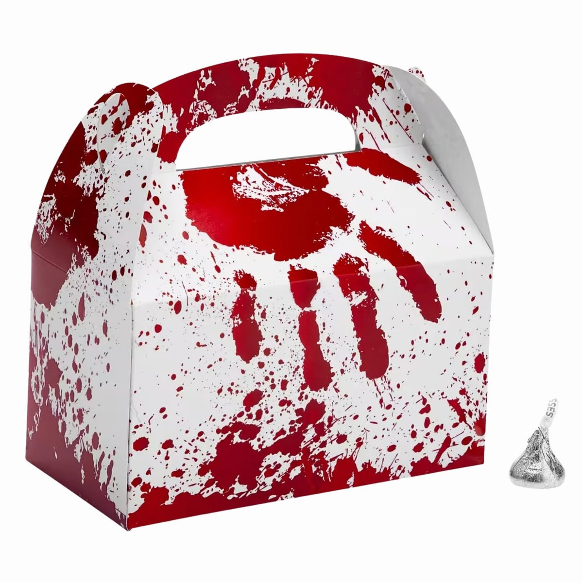 Fun Express Halloween Horror Party Favor Boxes - 6" x 5.25" (12 Pcs.) - Bloody Cardstock Treat Holders - Ideal for Spooky-Themed Events, Costume Parties, and Trick-or-Treats