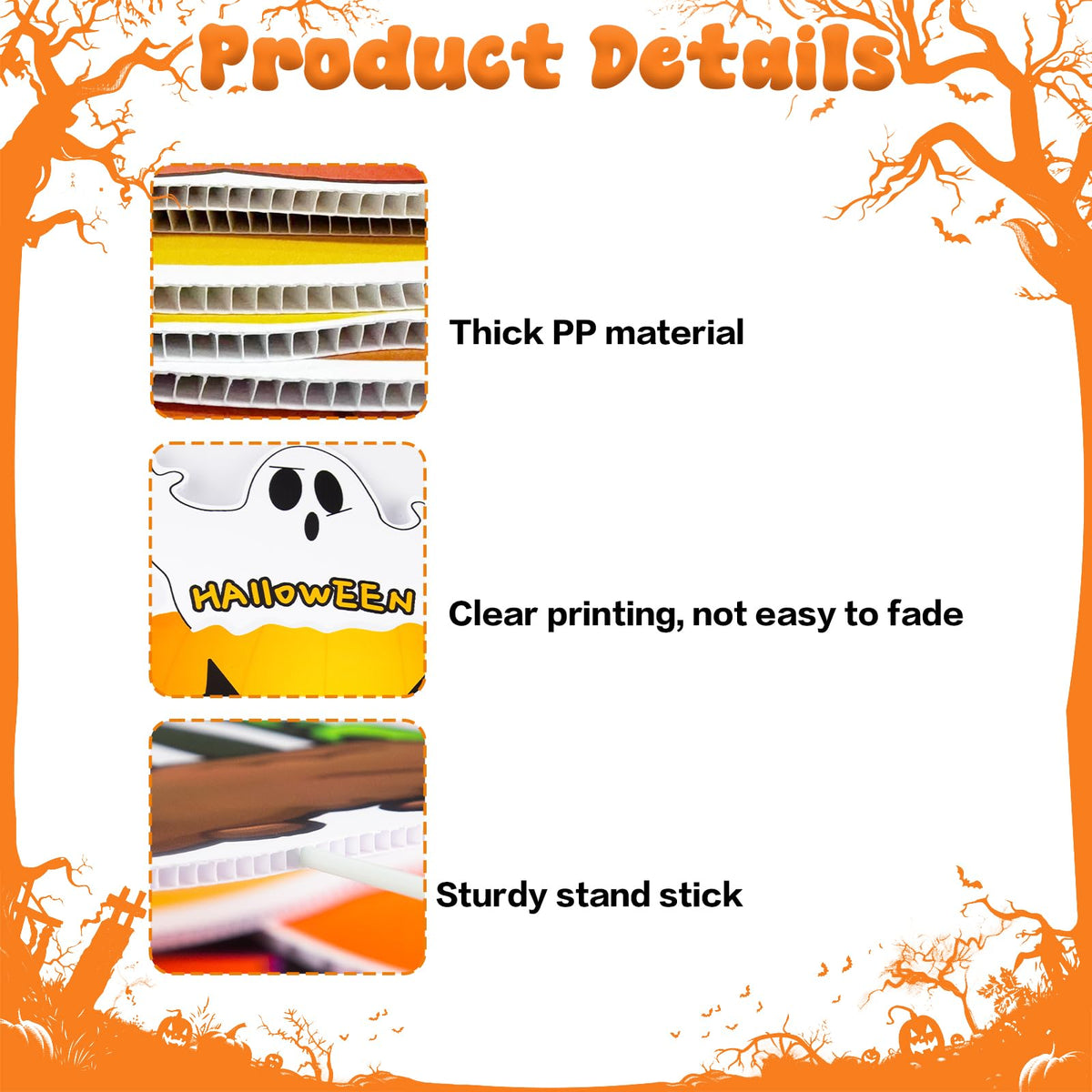 10 PCS Cute Halloween Decorations Outdoor Yard Signs,Large Yard Stakes Signs Pumpkin Ghost,Halloween Lawn Decoration for Family Friendly Kids Home Party Plastic Halloween Yard Stakes