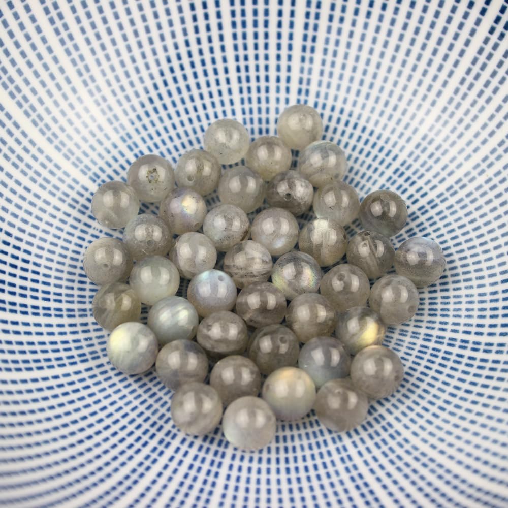 MJDCB Natural Round Stone Beads 4mm Labradorite Loose Gemstone Beads for Jewelry Making Bracelet Necklace 85pcs