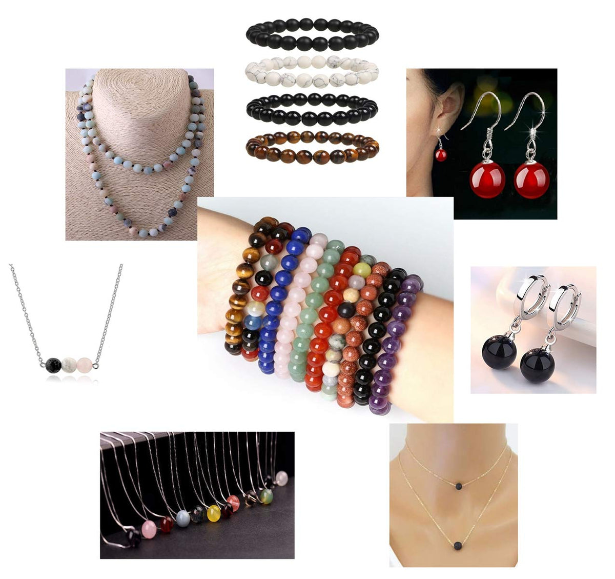 Natural Stone Beads 100pcs 8mm Red Agate Jade Round Genuine Real Stone Beading Loose Gemstone Hole Size 1mm DIY Smooth Beads for Bracelet Necklace Earrings Jewelry Making (Red Agate, 8mm)