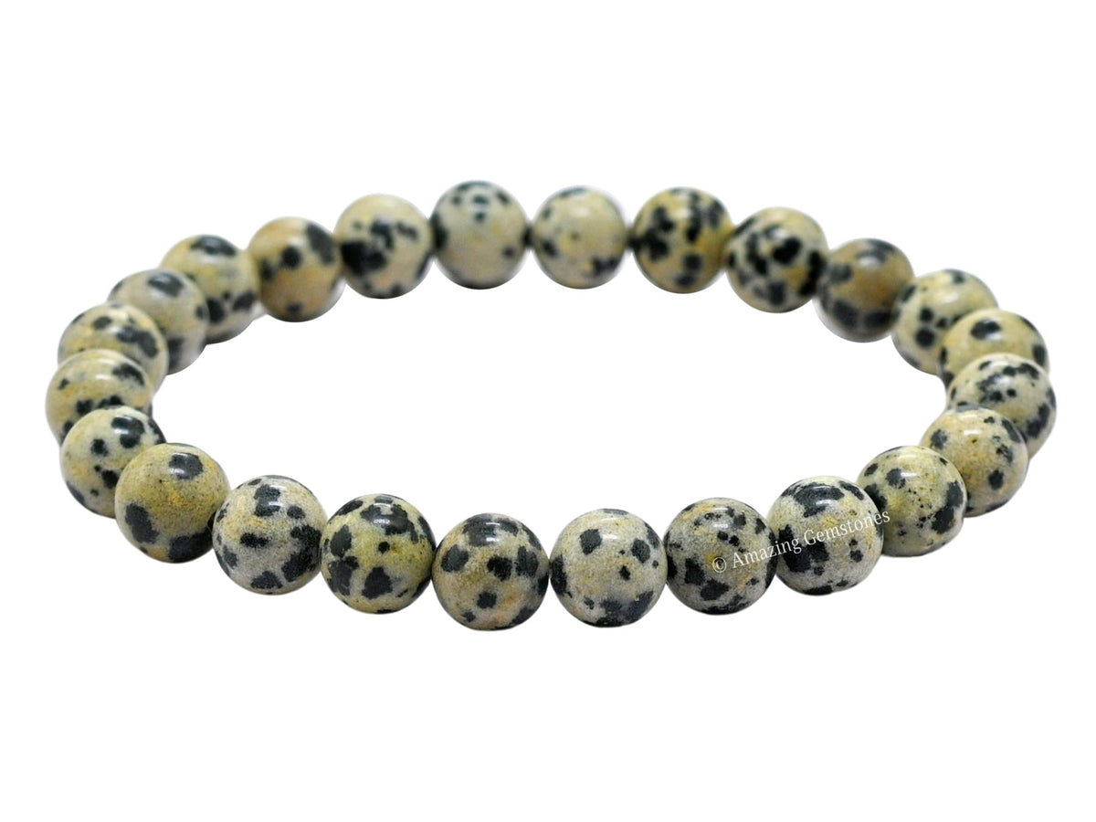 Amazing Gemstone Crystal Bracelet for Women Men's Gifts - Protection Healing Crystal Bracelet - 8mm Gemstone Beaded Stretchable Bracelet Pulseras Para Hombres Mujer Stocking Stuffers Mothers Day Gift (Dalmatian Jasper)