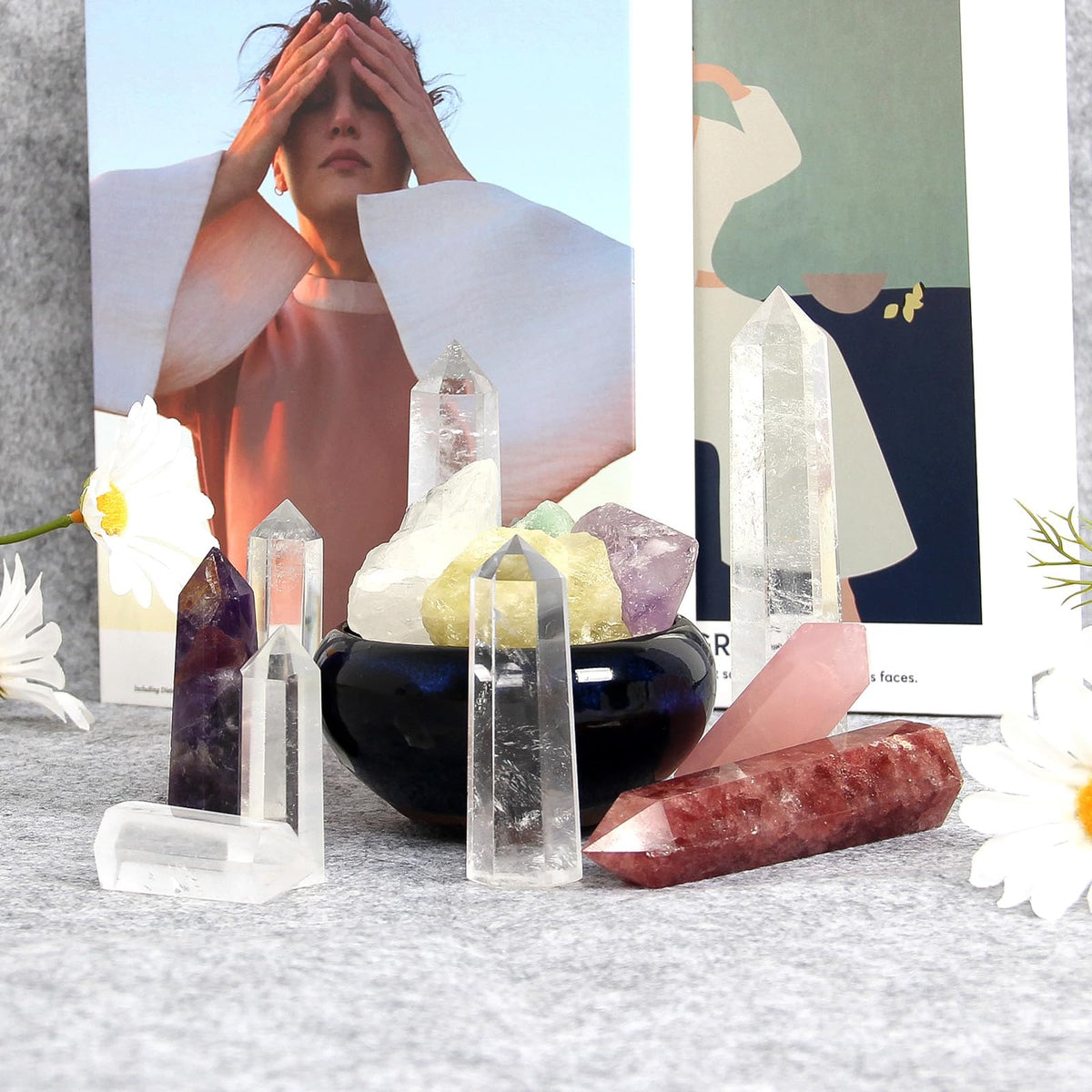 Clear Quartz Crystal Wand-1 Pc 4.3''-4.7'' Natural Clear Quartz Crystal Wand, Healing Crystal and Stones, Natural Clear Quartz Stone Tower, Gift Box Packaging